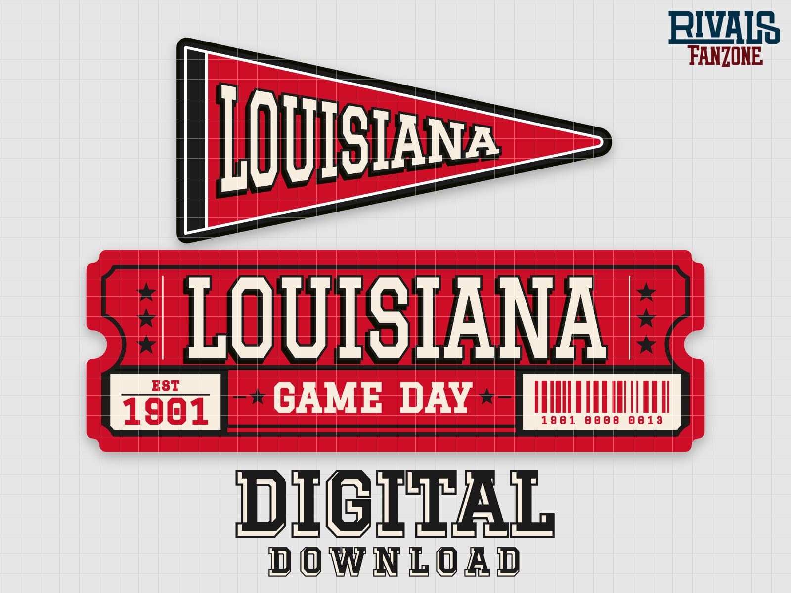 Louisiana Pennant & Ticket SVG – Cricut Cut Files — preview 1