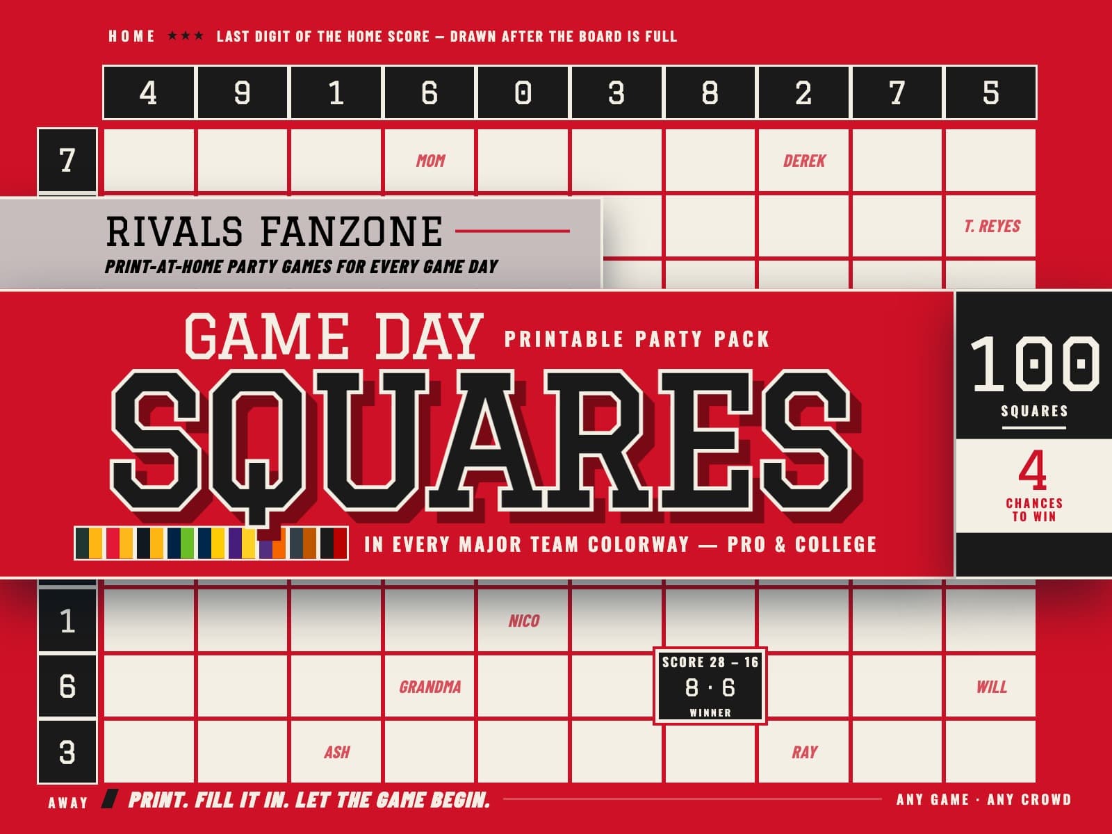 Louisiana Football Squares (Red) — preview 1
