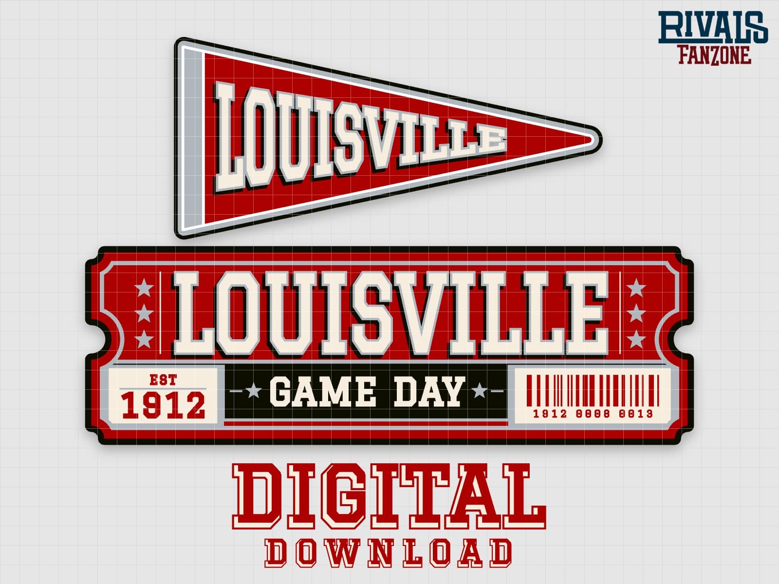 Louisville Pennant & Ticket SVG – Cricut Cut Files — preview 1