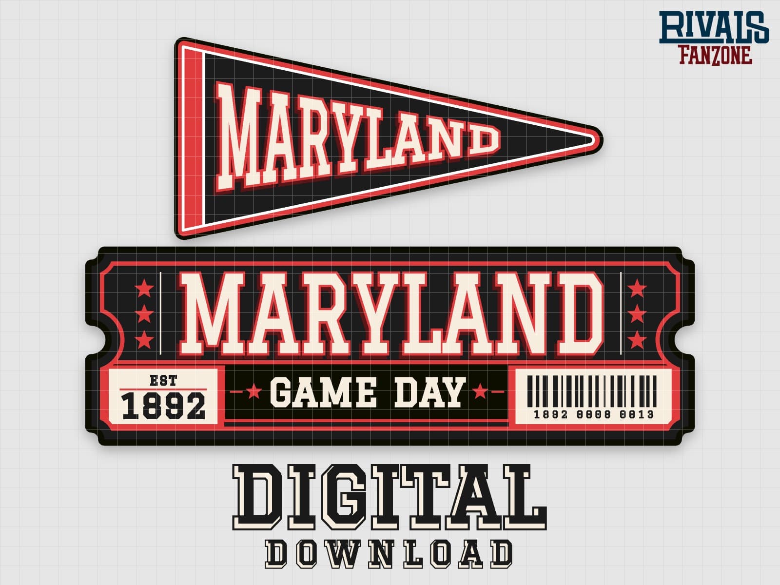 Maryland Pennant & Ticket SVG – Cricut Cut Files — preview 1