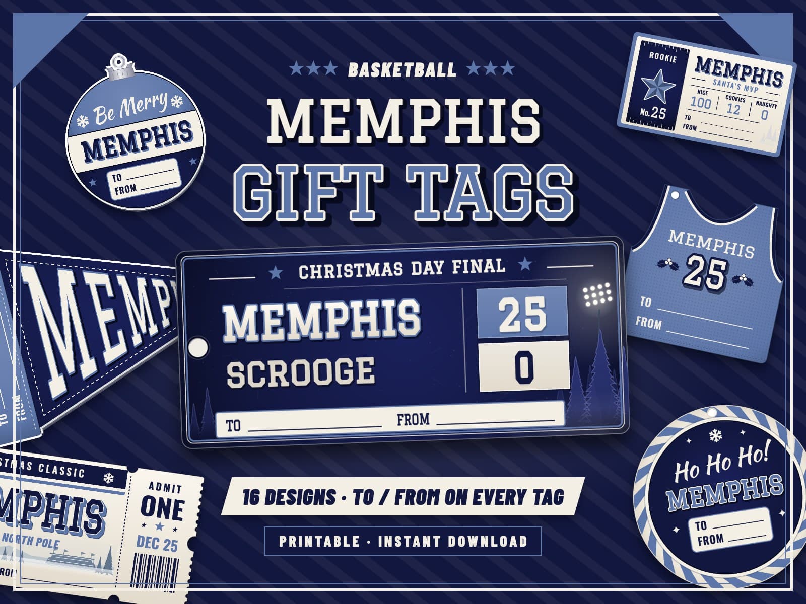 Memphis Basketball Game Day Gift Tags – 16 Printable Designs — preview 1