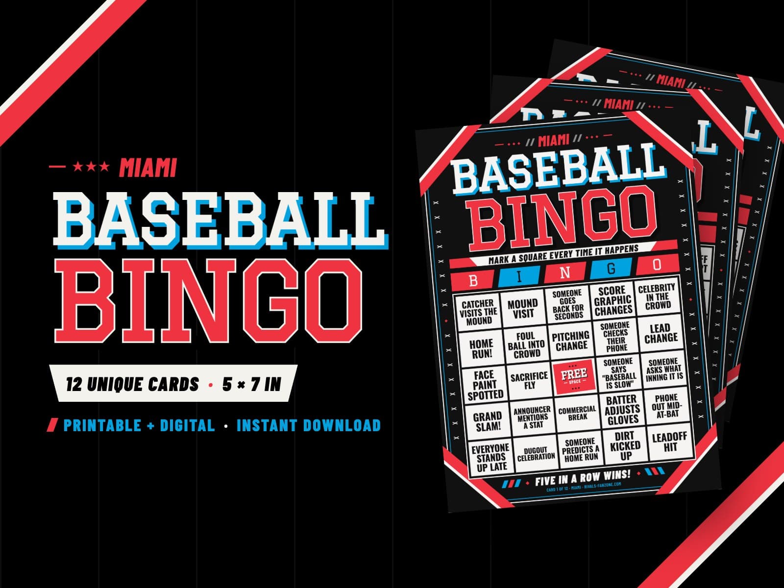 Miami Baseball Bingo – 12 Card Pack — preview 1