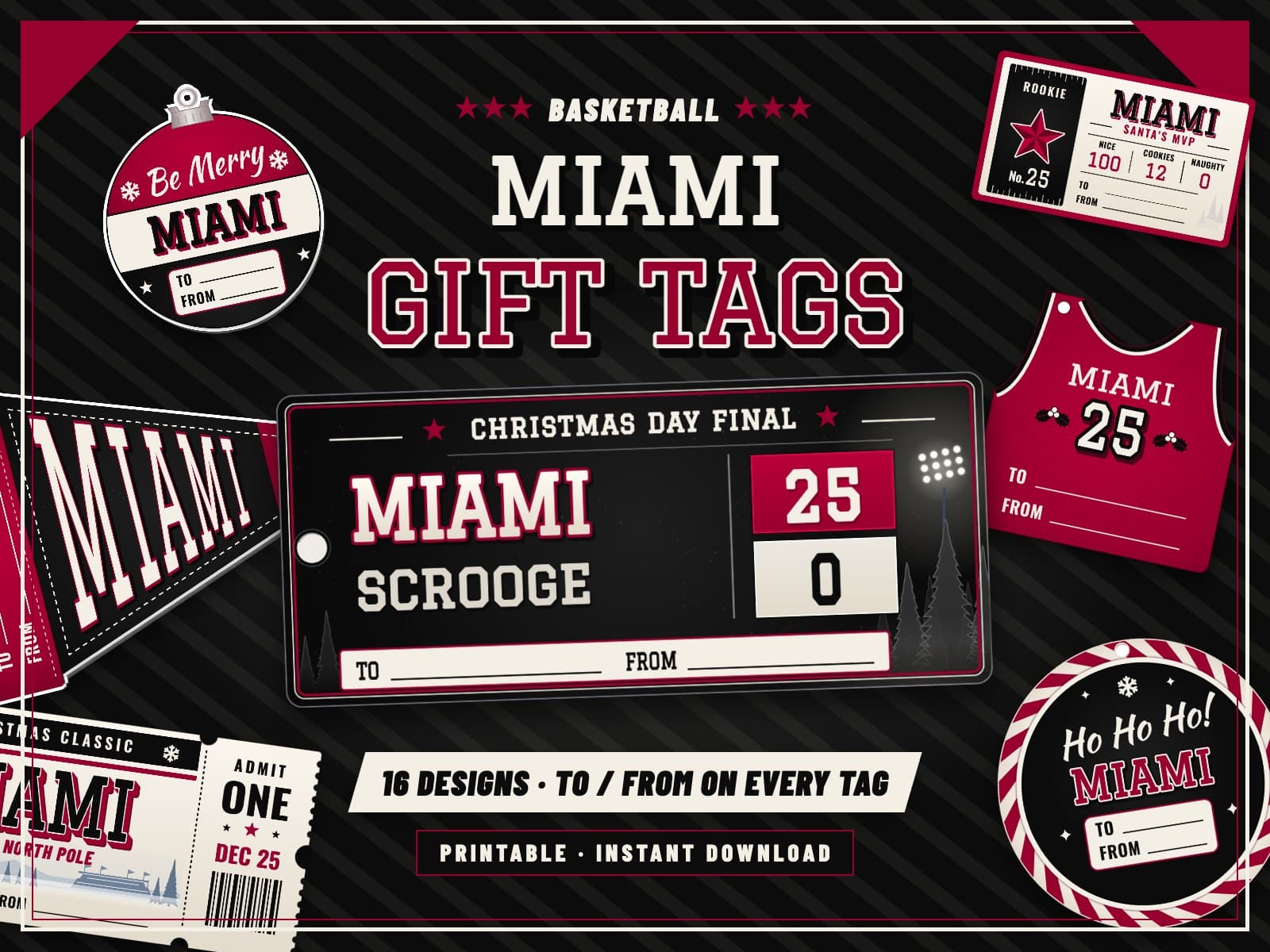 Miami Basketball Game Day Gift Tags – 16 Printable Designs — preview 1