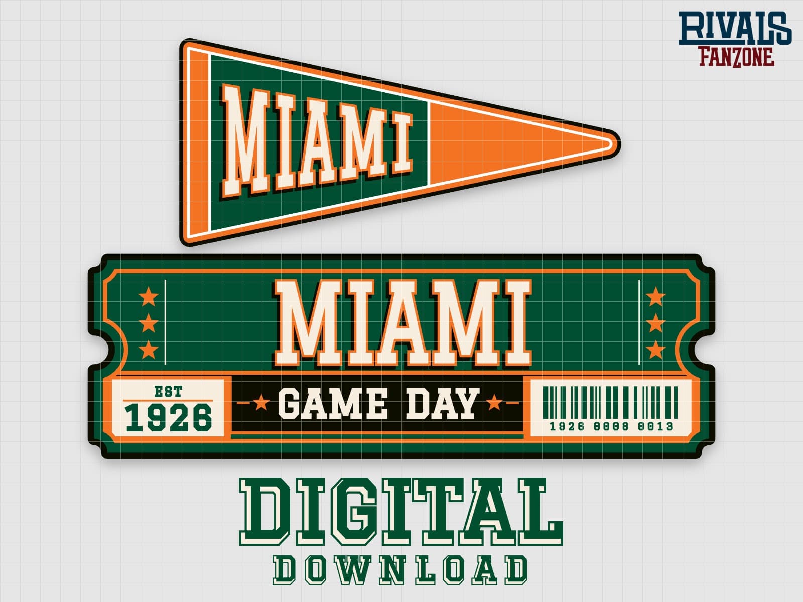 Miami Pennant & Ticket SVG – Cricut Cut Files — preview 1