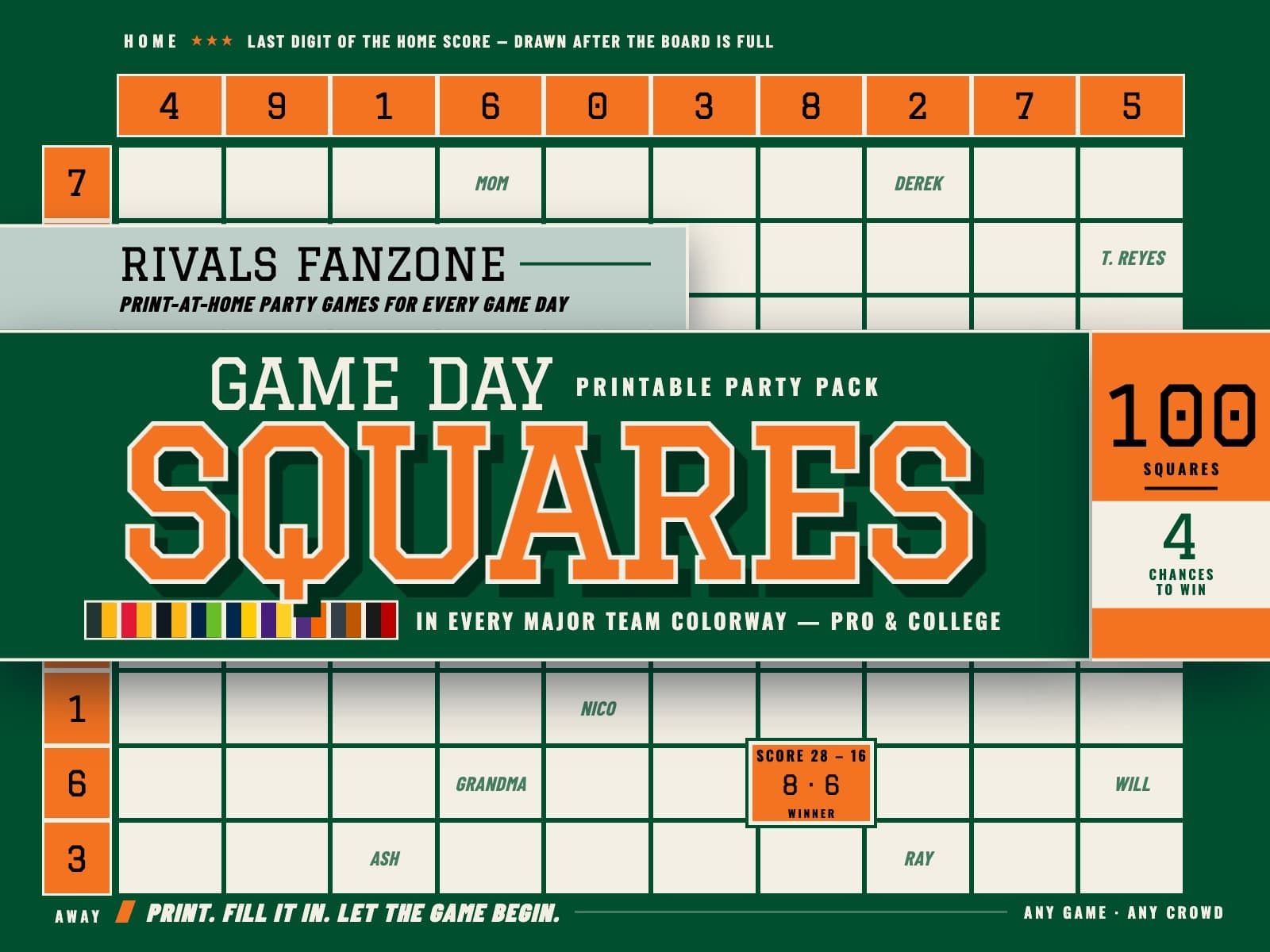Miami College Football Squares — preview 1