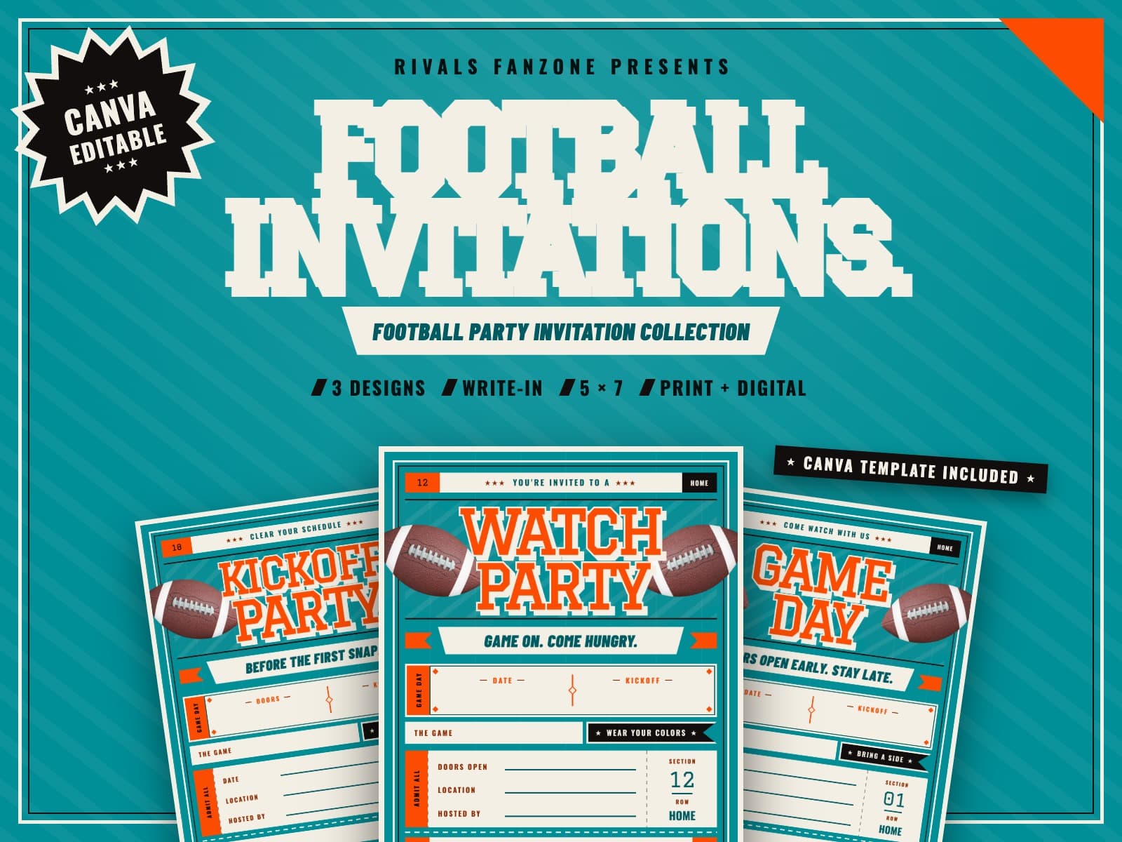 Miami Football Party Invitations — preview 1
