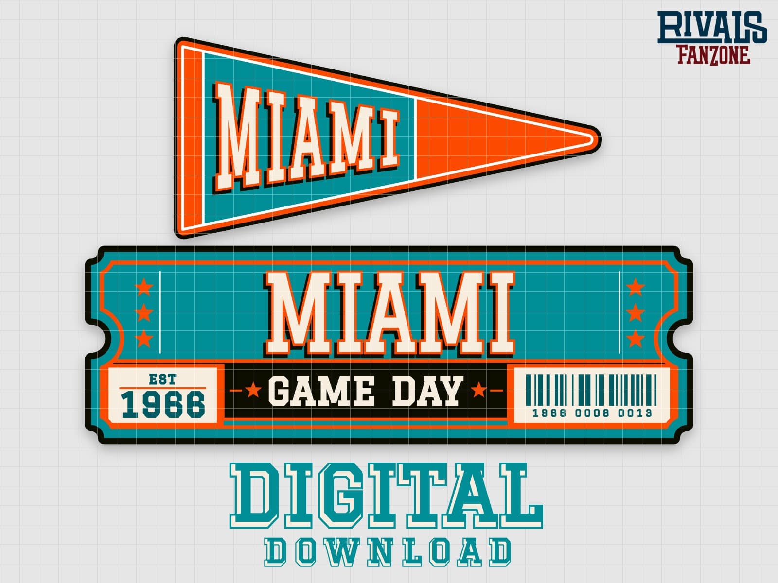 Miami Pennant & Ticket SVG – Cricut Cut Files — preview 1