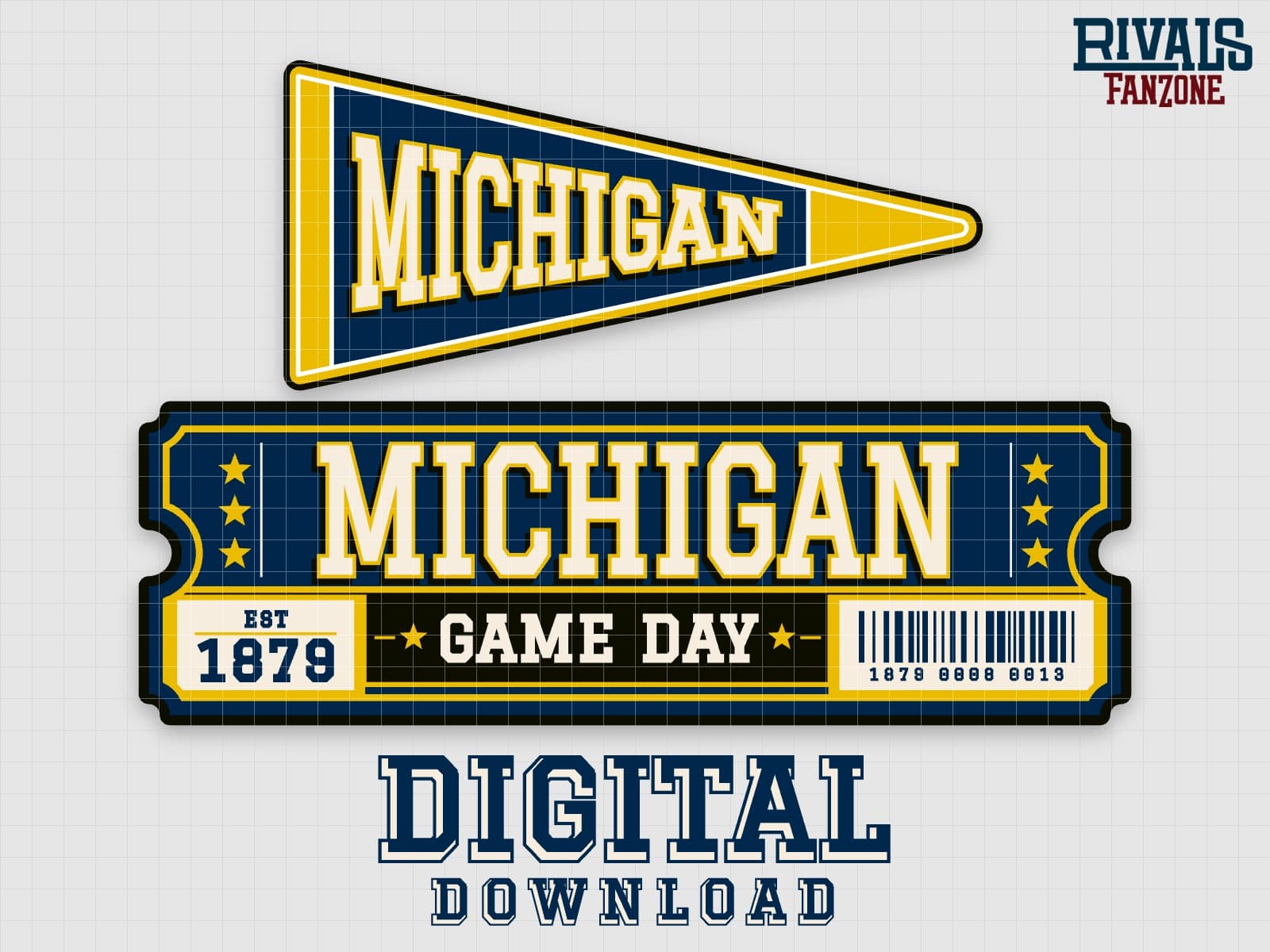 Michigan Pennant & Ticket SVG – Cricut Cut Files — preview 1