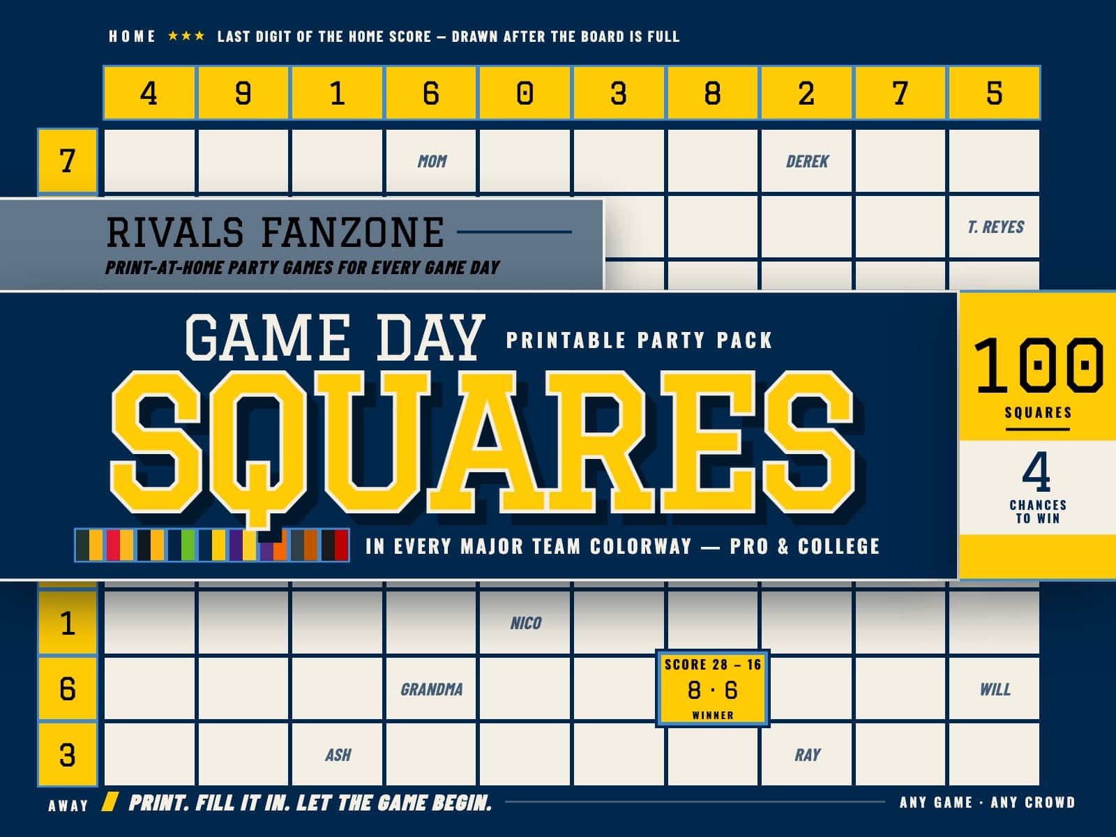 Michigan Football Squares — preview 1