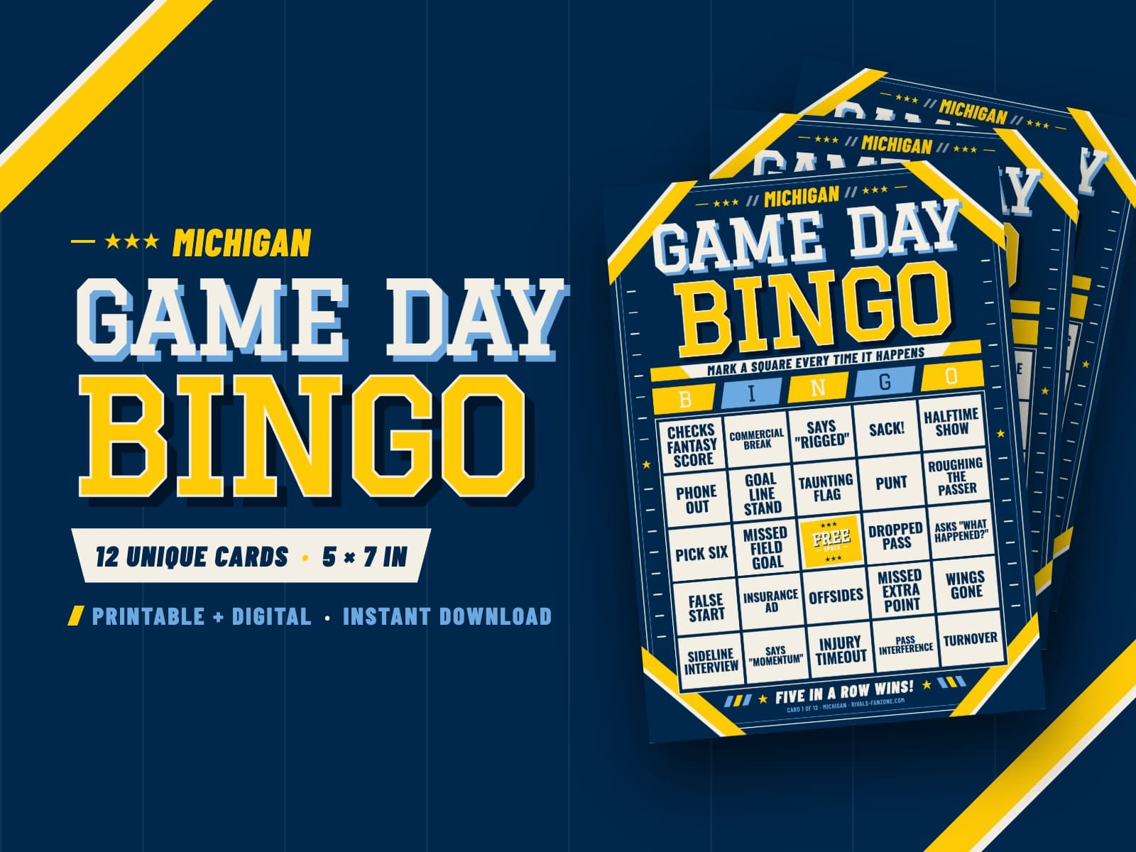 Michigan Game Day Bingo – 12 Card Pack — preview 1