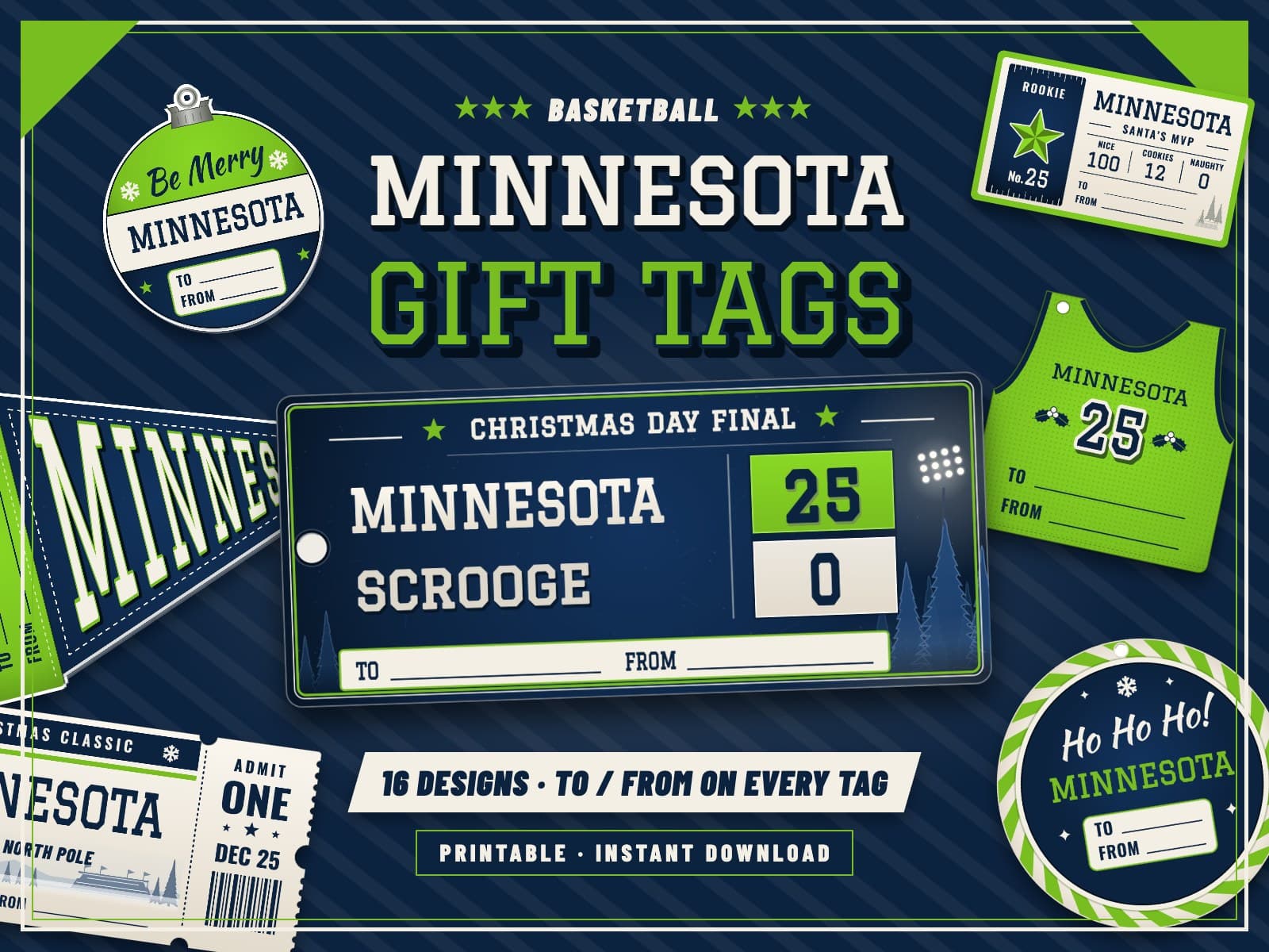 Minnesota Basketball Game Day Gift Tags – 16 Printable Designs — preview 1