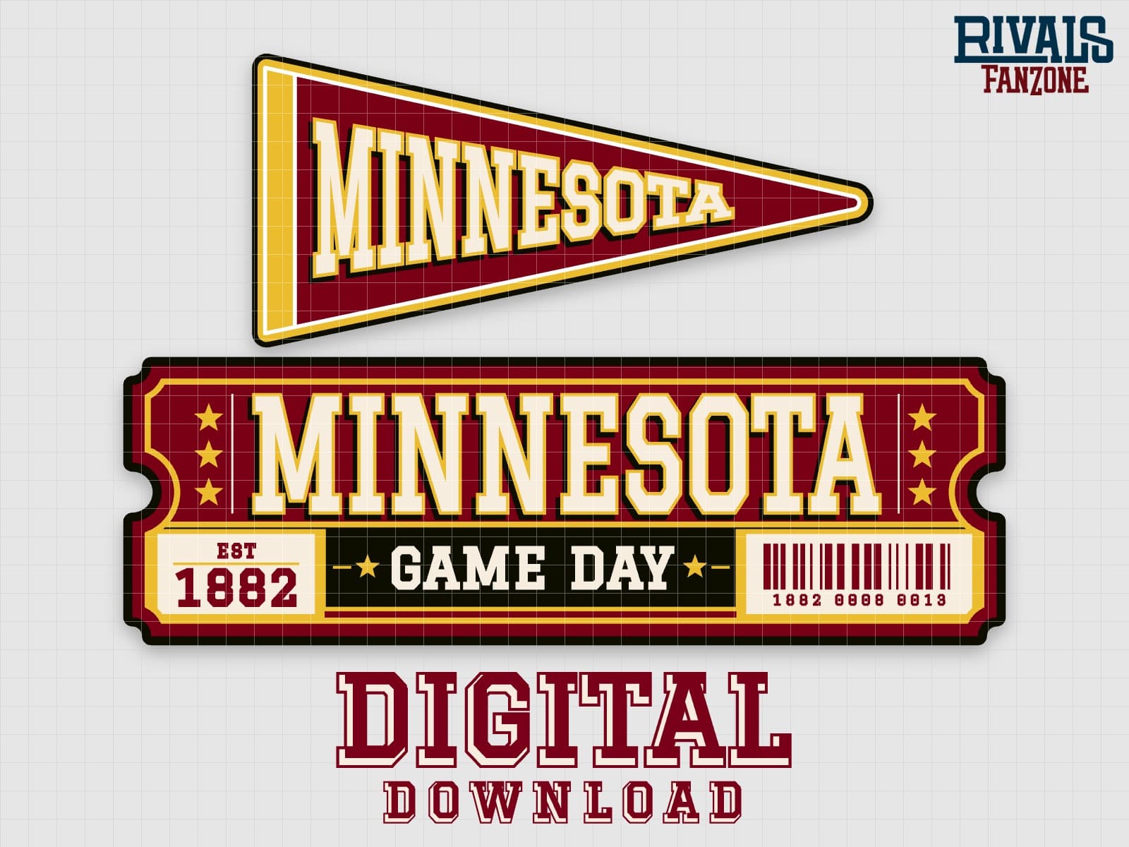 Minnesota Pennant & Ticket SVG – Cricut Cut Files — preview 1