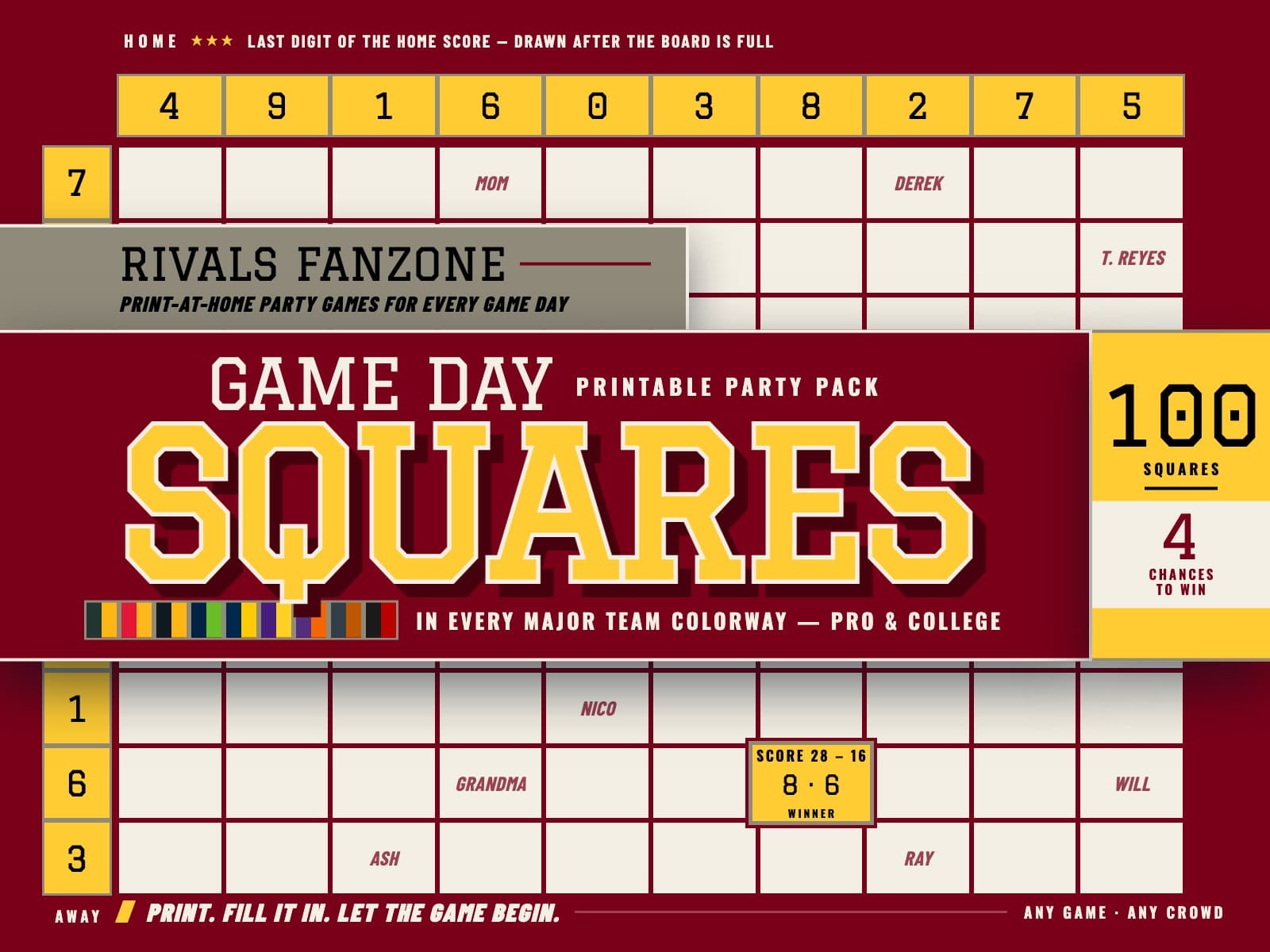 Minnesota College Football Squares (Maroon & Gold) — preview 1