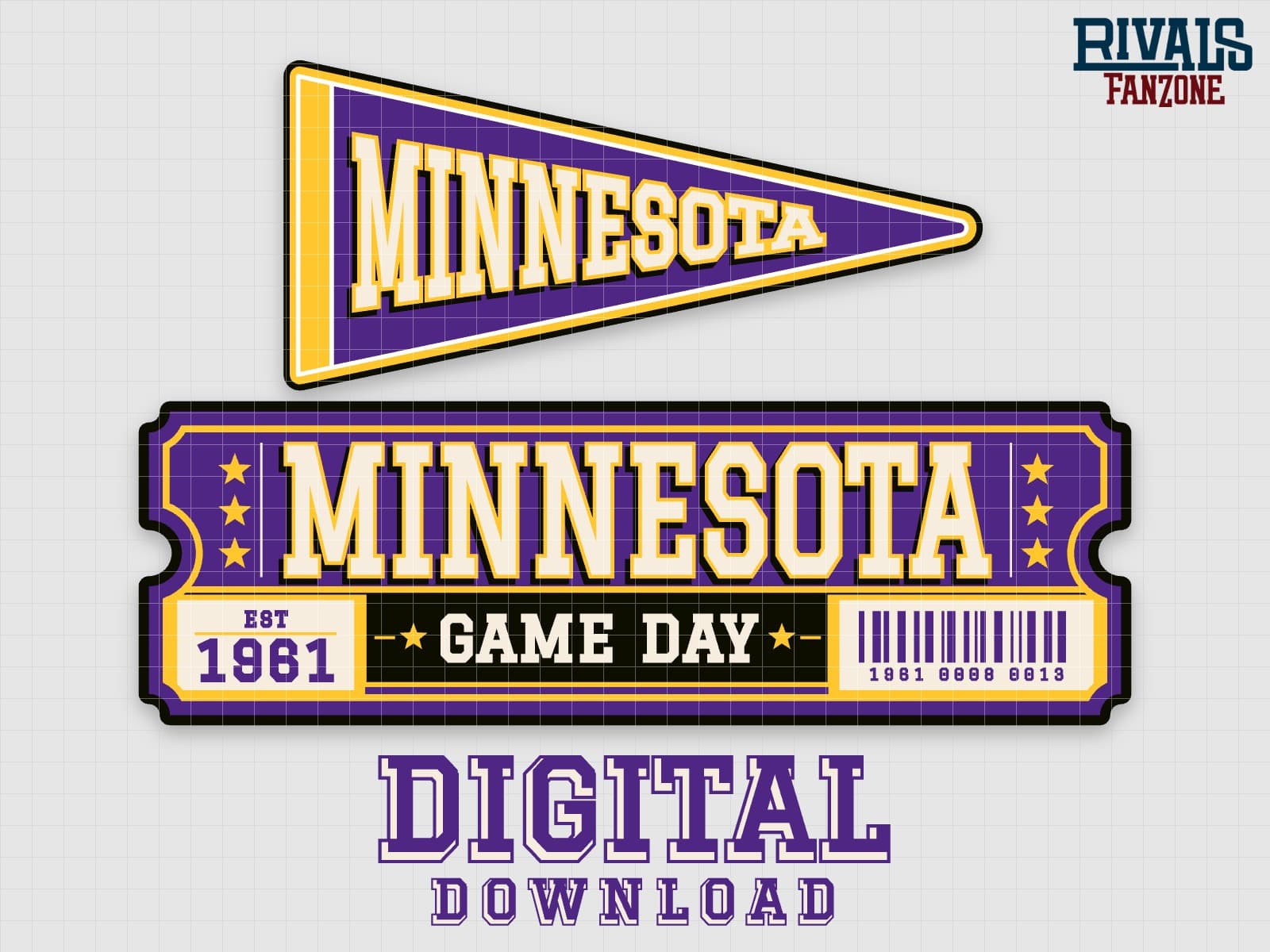 Minnesota Pennant & Ticket SVG – Cricut Cut Files — preview 1