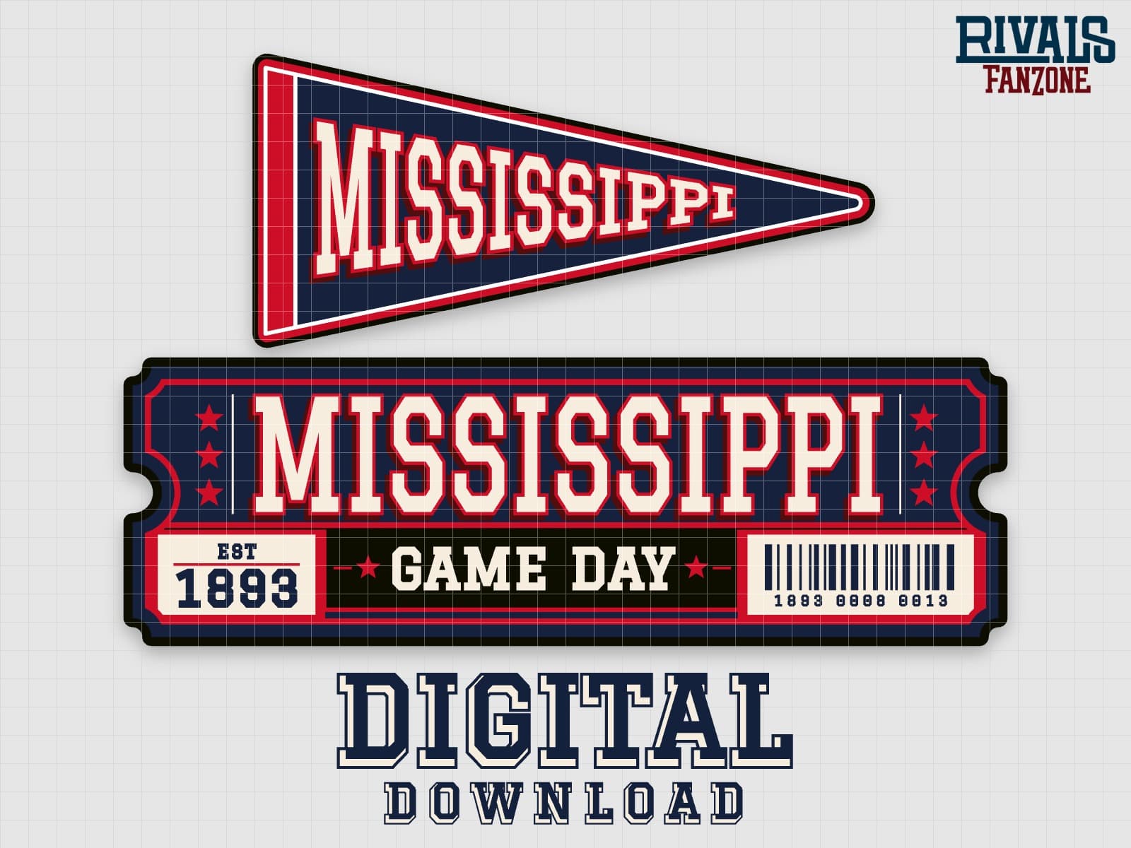 Mississippi Pennant & Ticket SVG – Cricut Cut Files — preview 1