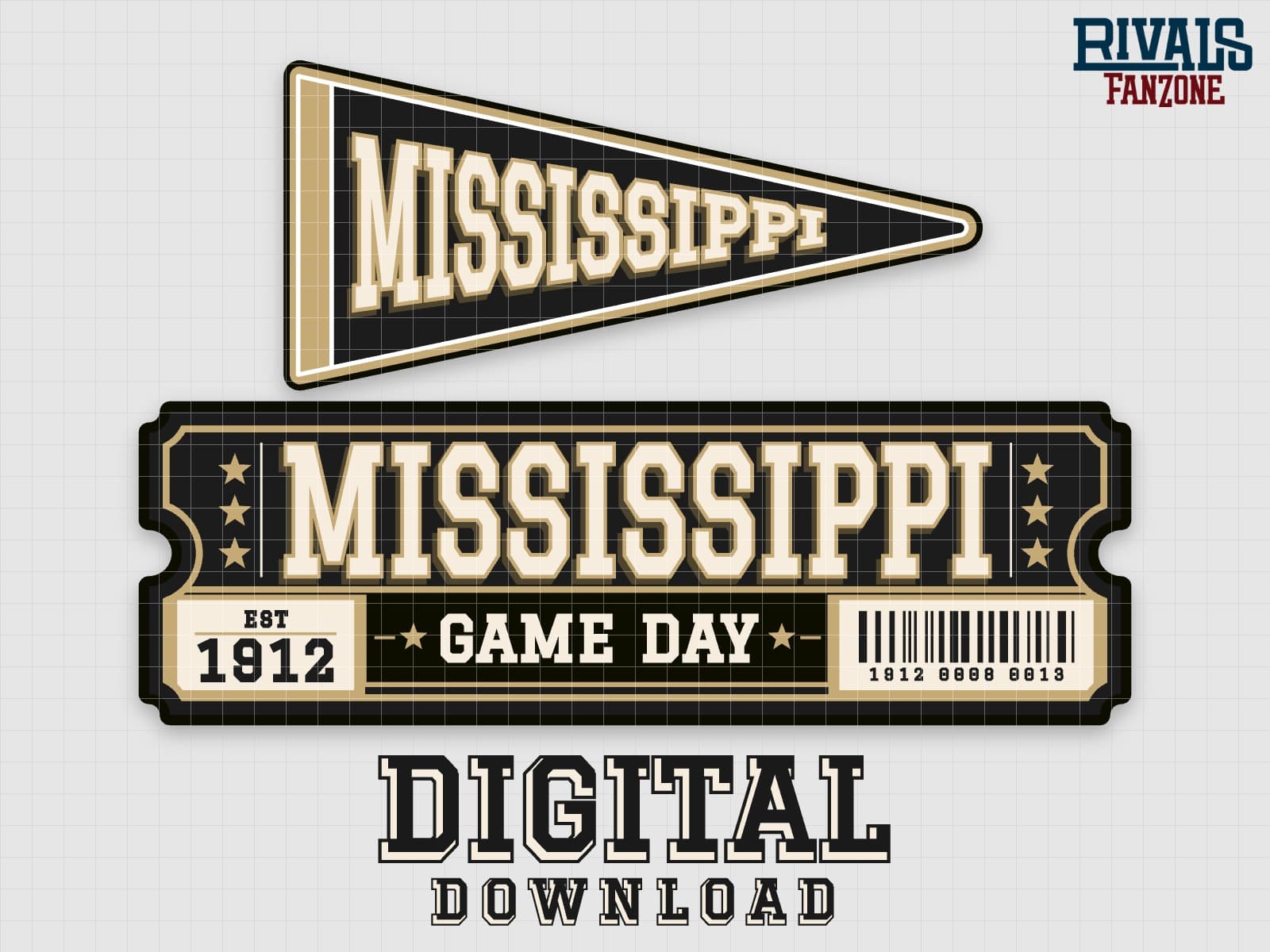 Mississippi Pennant & Ticket SVG – Cricut Cut Files — preview 1