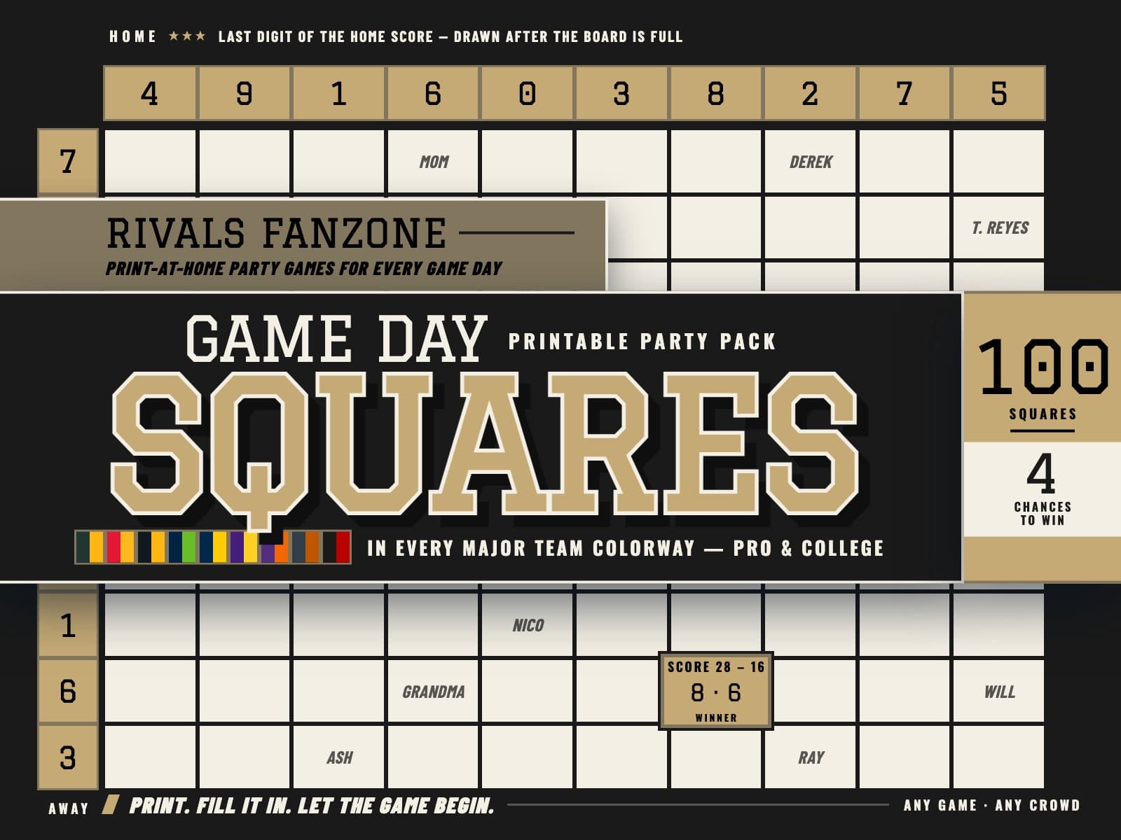 Mississippi Football Squares (Gold) — preview 1
