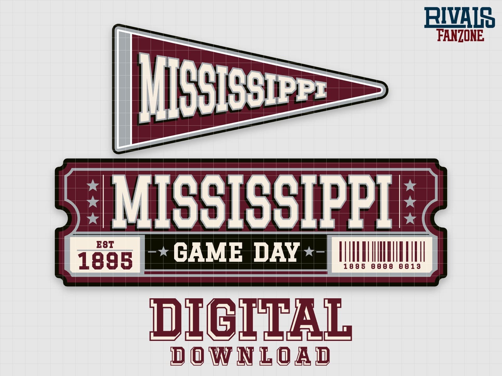 Mississippi Pennant & Ticket SVG – Cricut Cut Files — preview 1