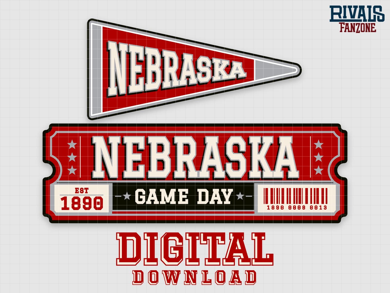 Nebraska Pennant & Ticket SVG – Cricut Cut Files — preview 1