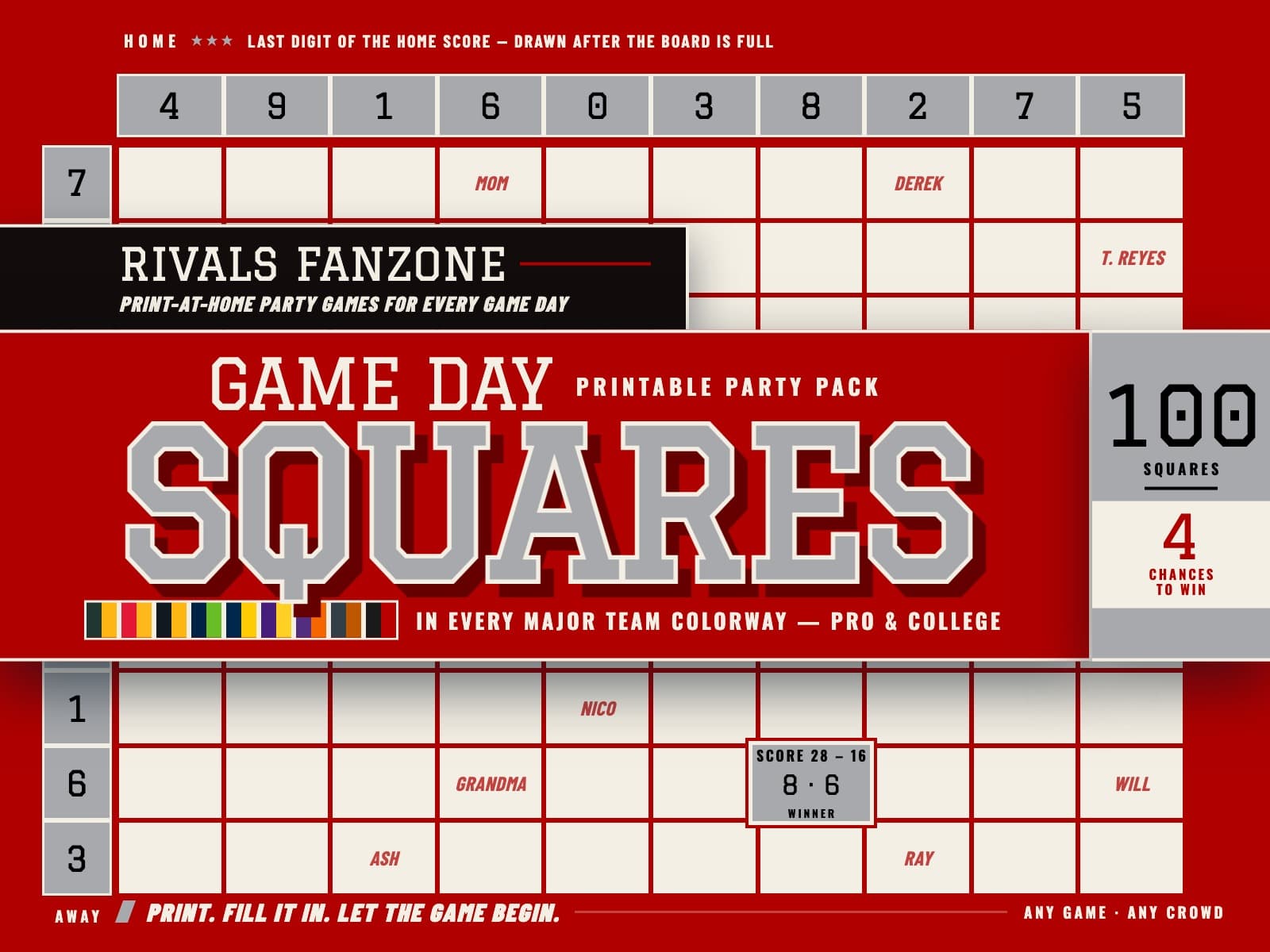 Nebraska Football Squares — preview 1