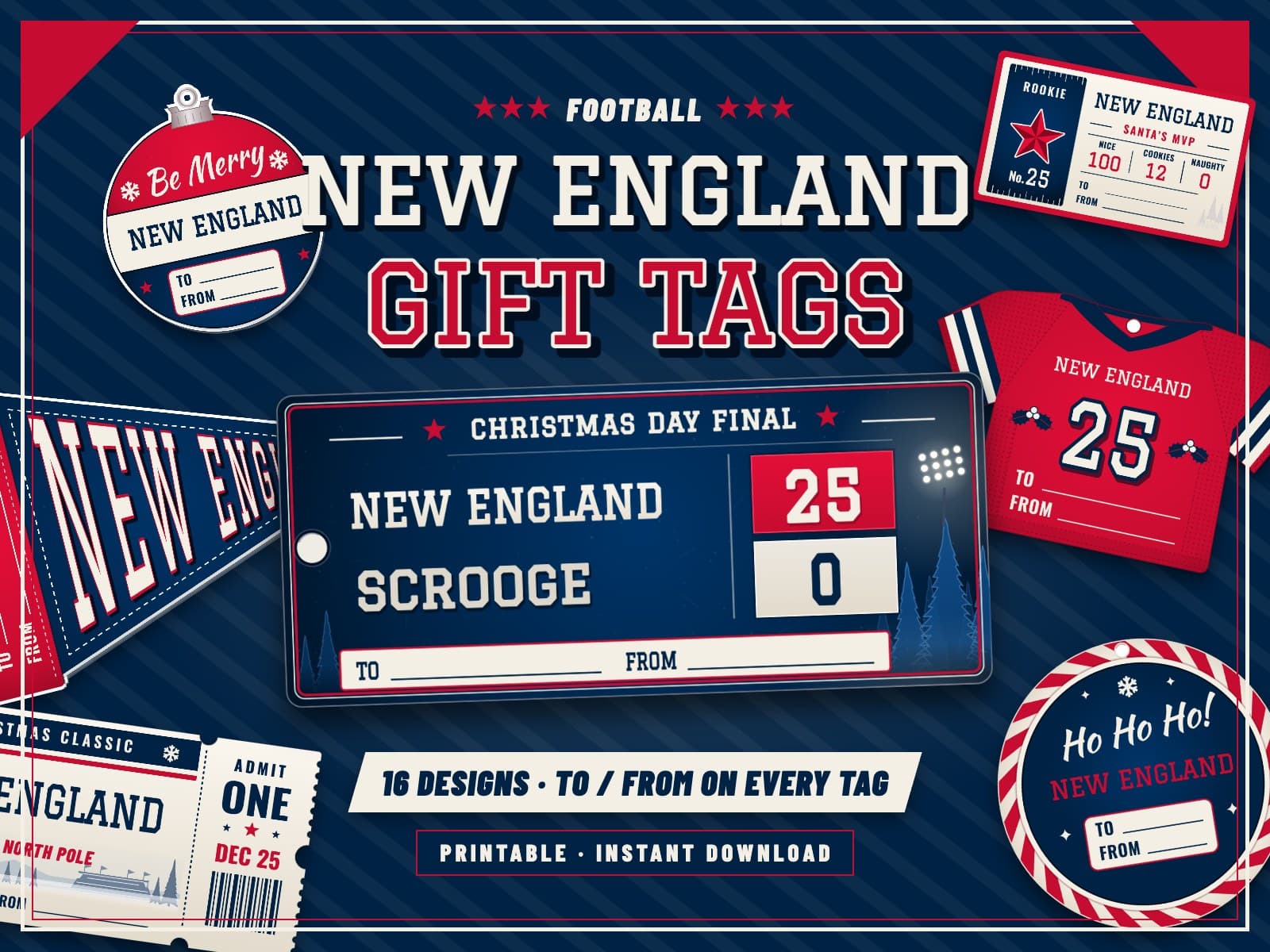 New England Game Day Gift Tags – 16 Printable Designs — preview 1