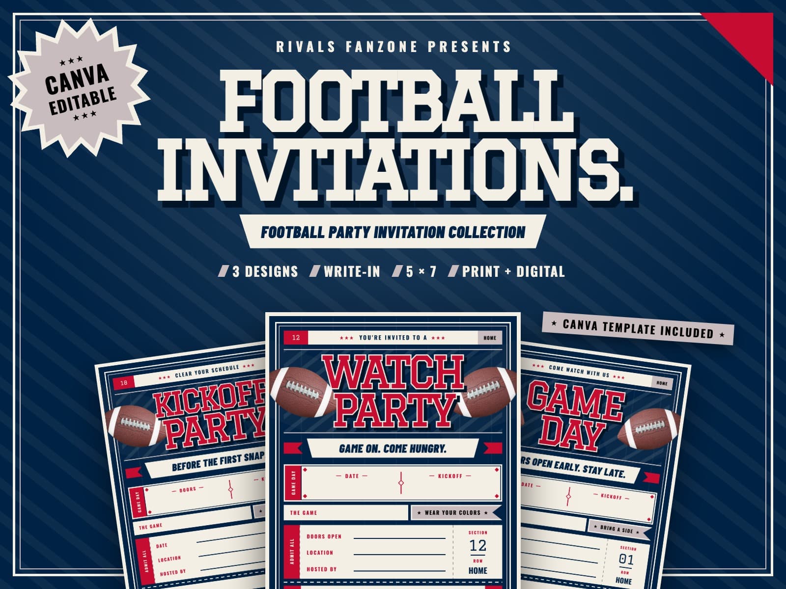New England Football Party Invitations — preview 1