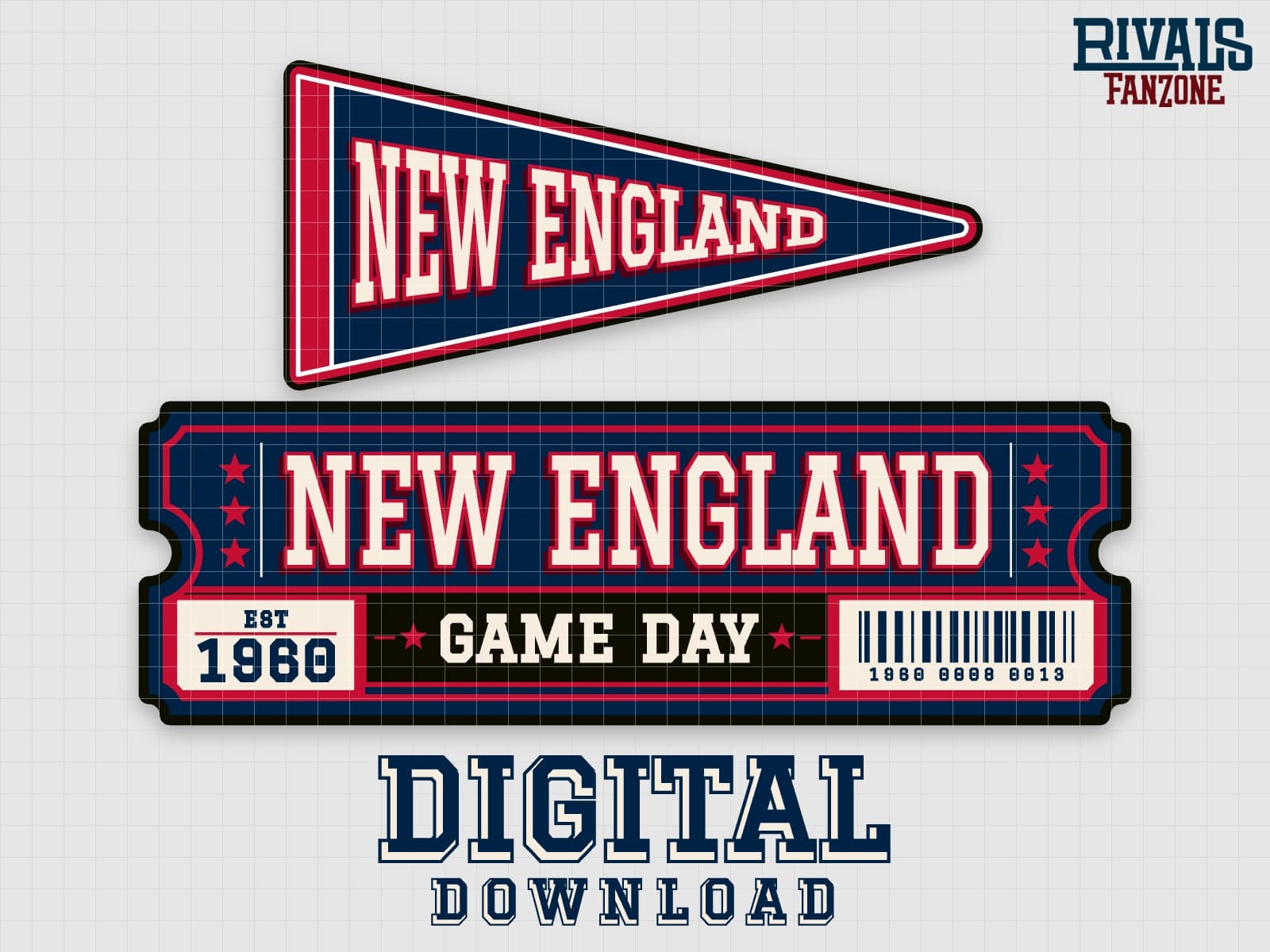 New England Pennant & Ticket SVG – Cricut Cut Files — preview 1