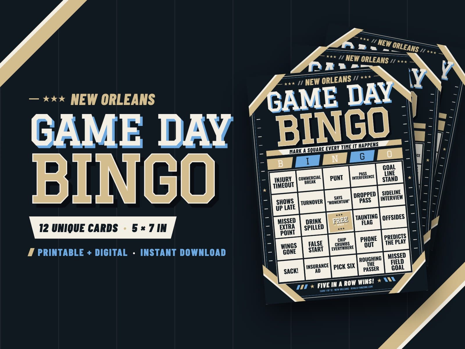 New Orleans Game Day Bingo – 12 Card Pack — preview 1