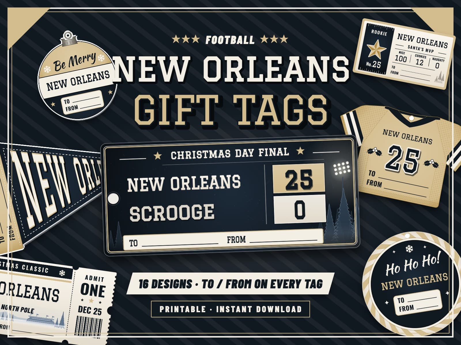 New Orleans Game Day Gift Tags – 16 Printable Designs — preview 1
