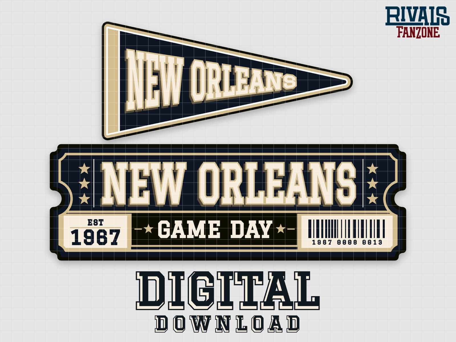 New Orleans Pennant & Ticket SVG – Cricut Cut Files — preview 1