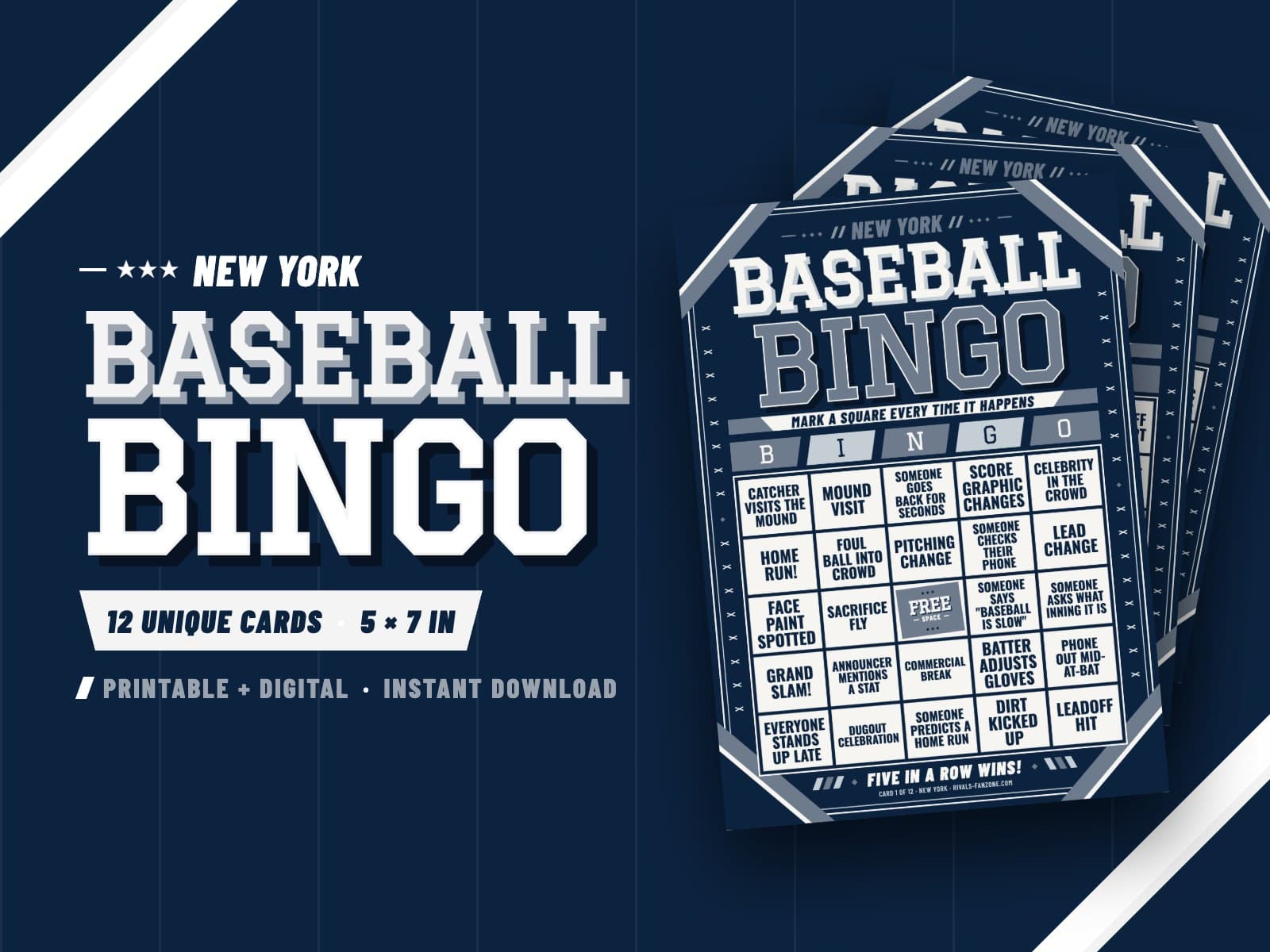 New York Baseball Bingo – 12 Card Pack — preview 1