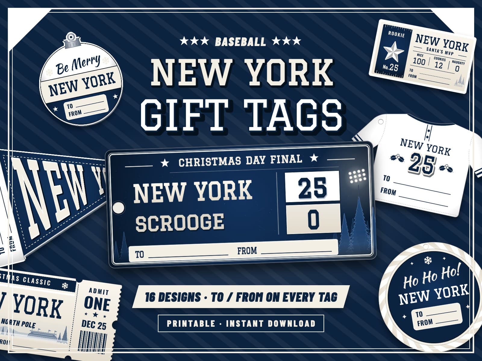 New York Baseball Game Day Gift Tags – 16 Printable Designs — preview 1