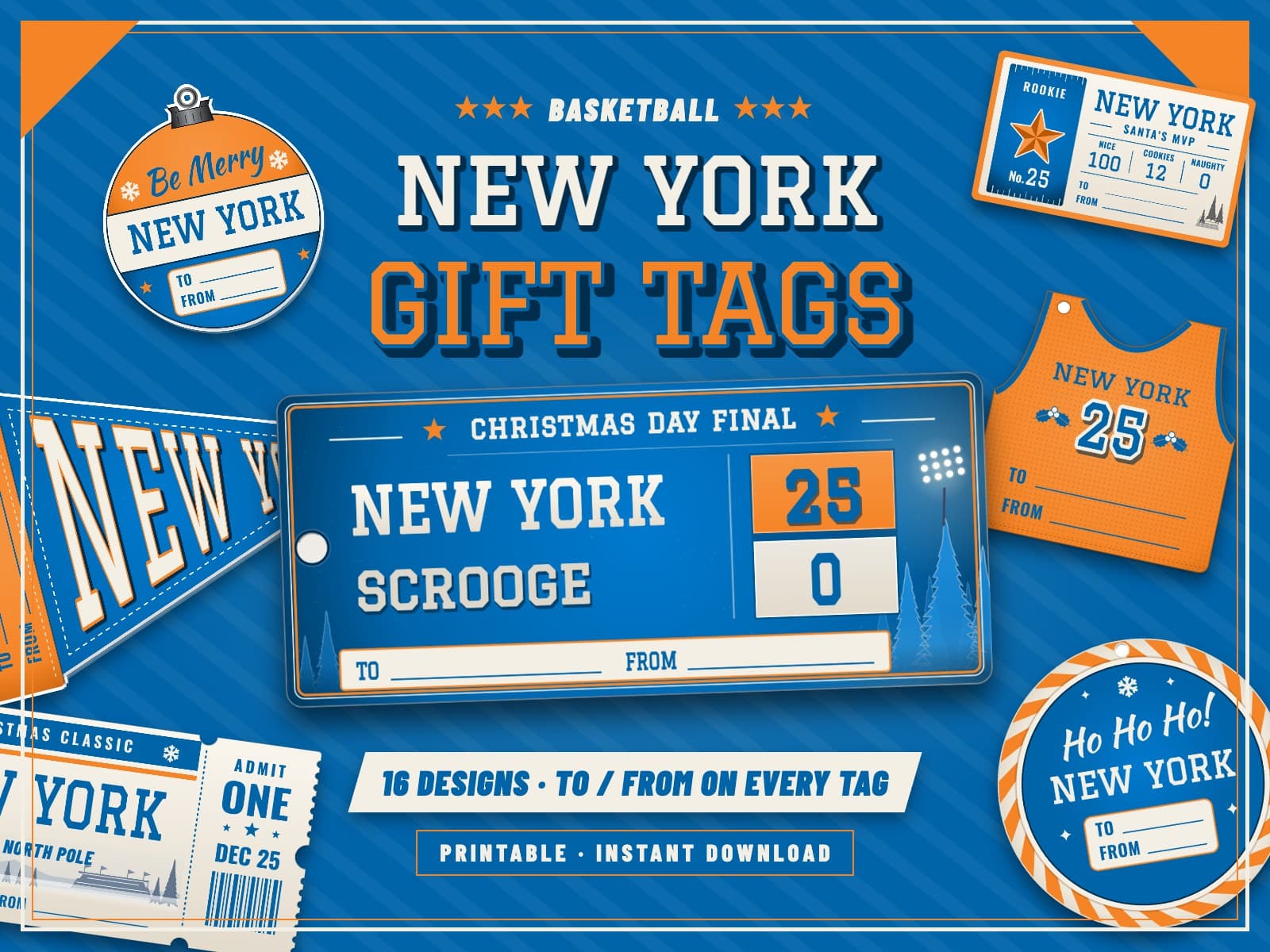 New York Basketball Game Day Gift Tags – 16 Printable Designs — preview 1