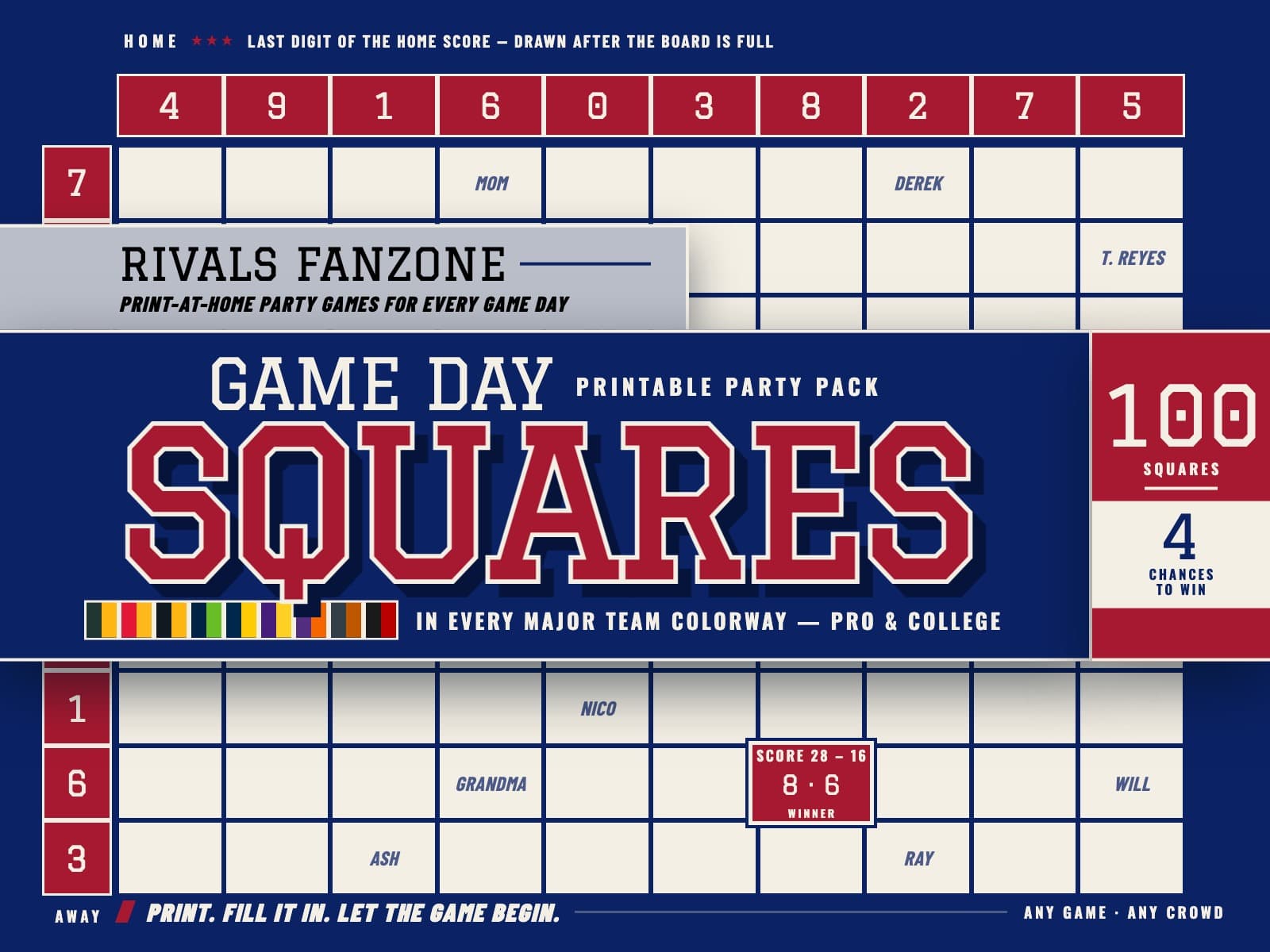 New York Football Squares (Blue) — preview 1