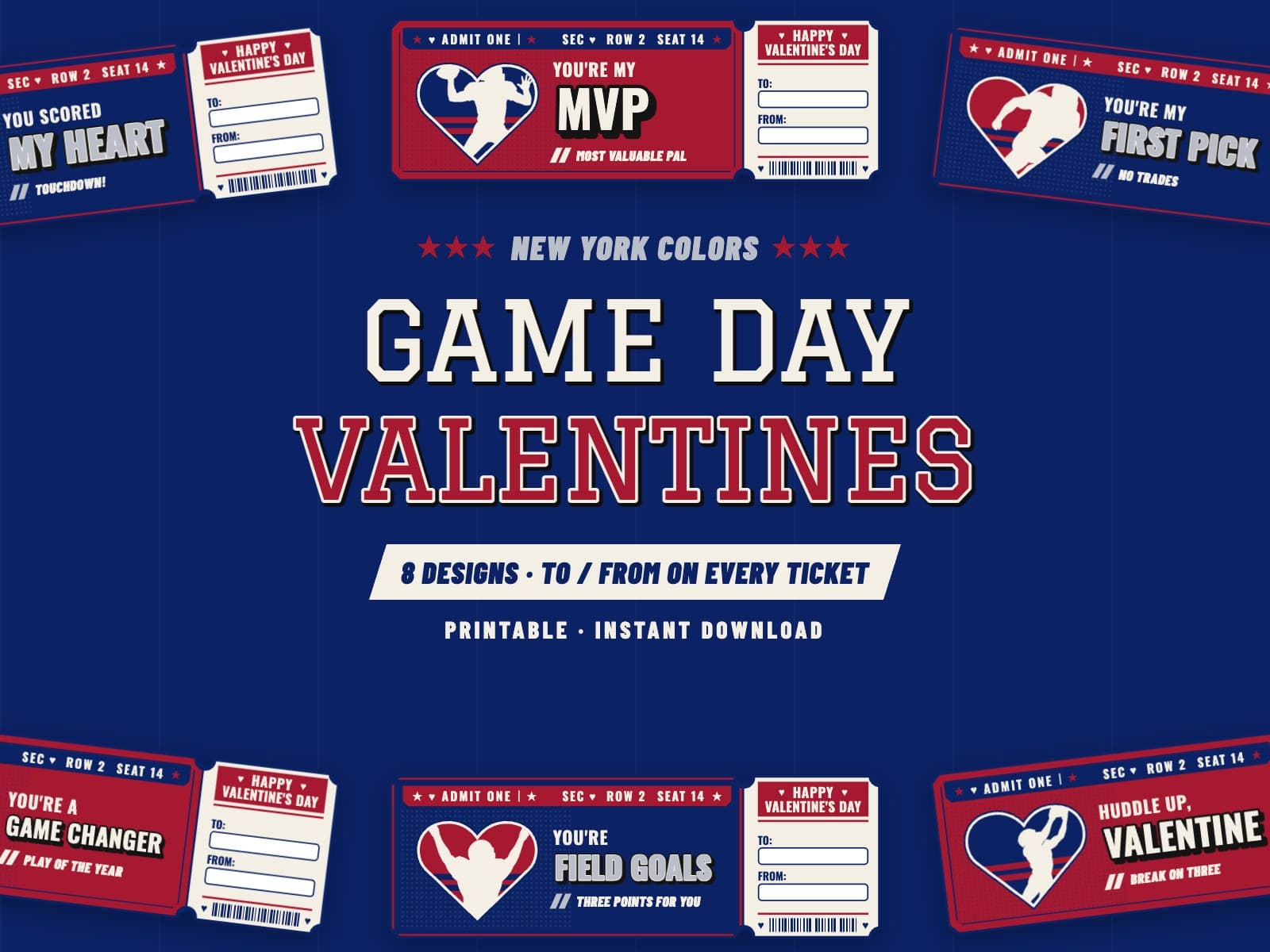 New York Game Day Valentines – 8 Ticket Designs — preview 1
