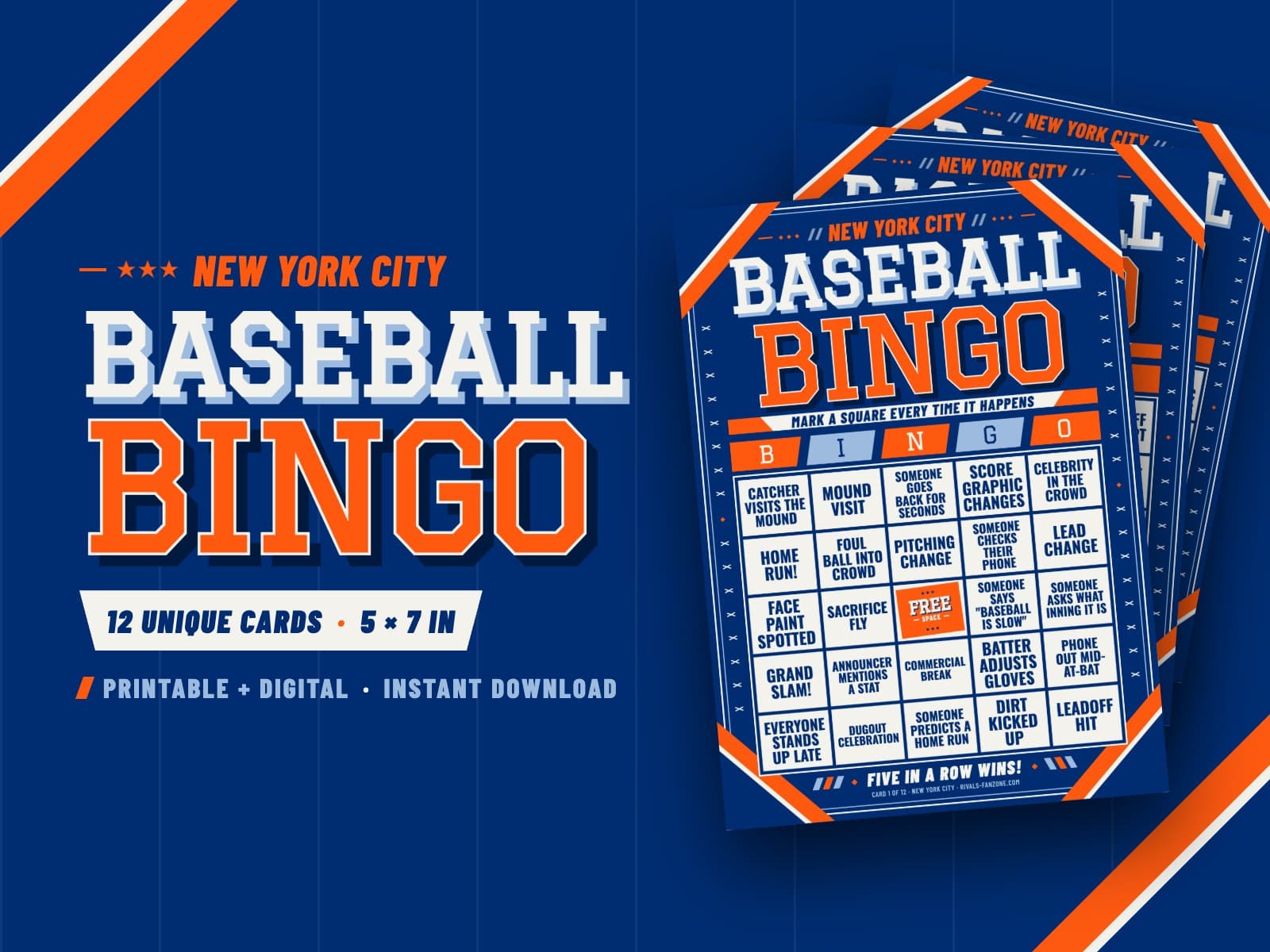 New York City Baseball Bingo – 12 Card Pack — preview 1