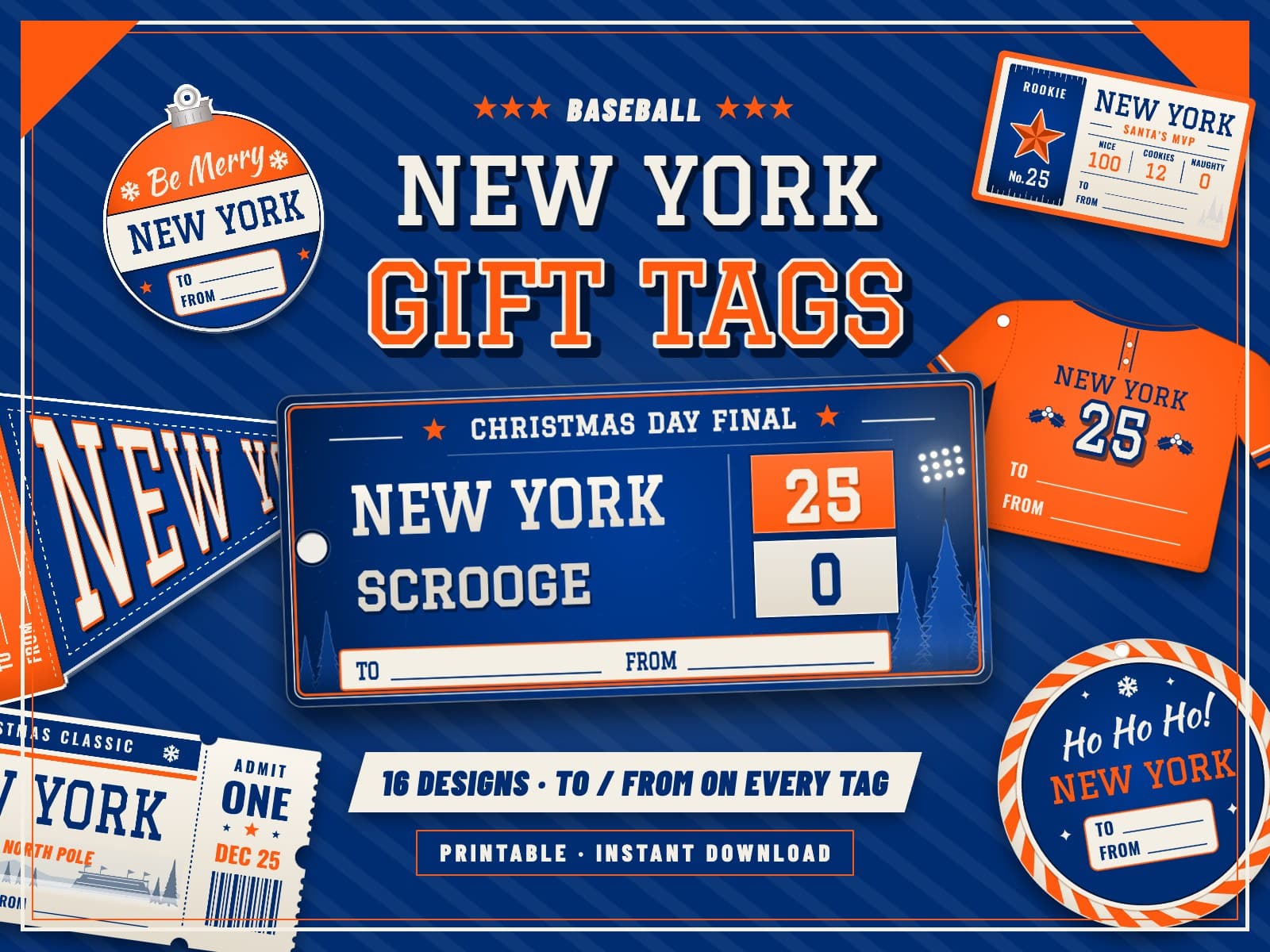 New York City Baseball Game Day Gift Tags – 16 Printable Designs — preview 1