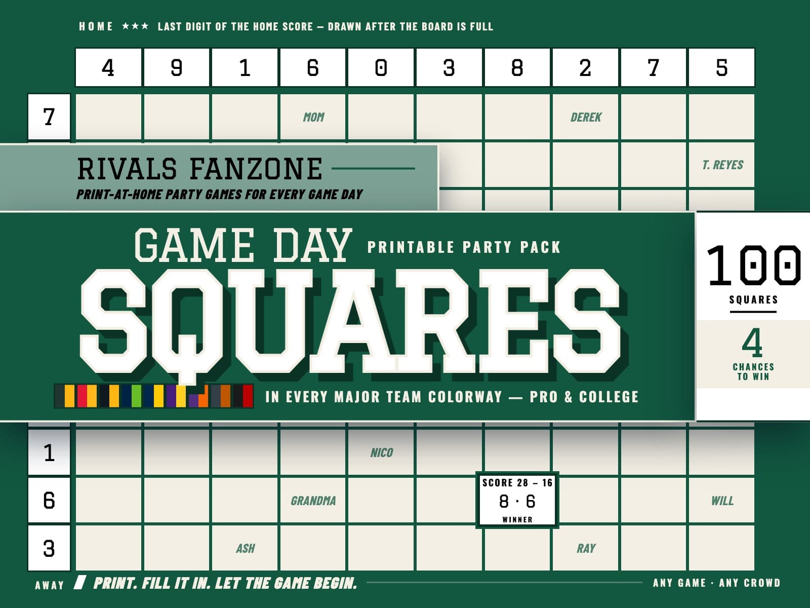 New York Football Squares (Green) — preview 1