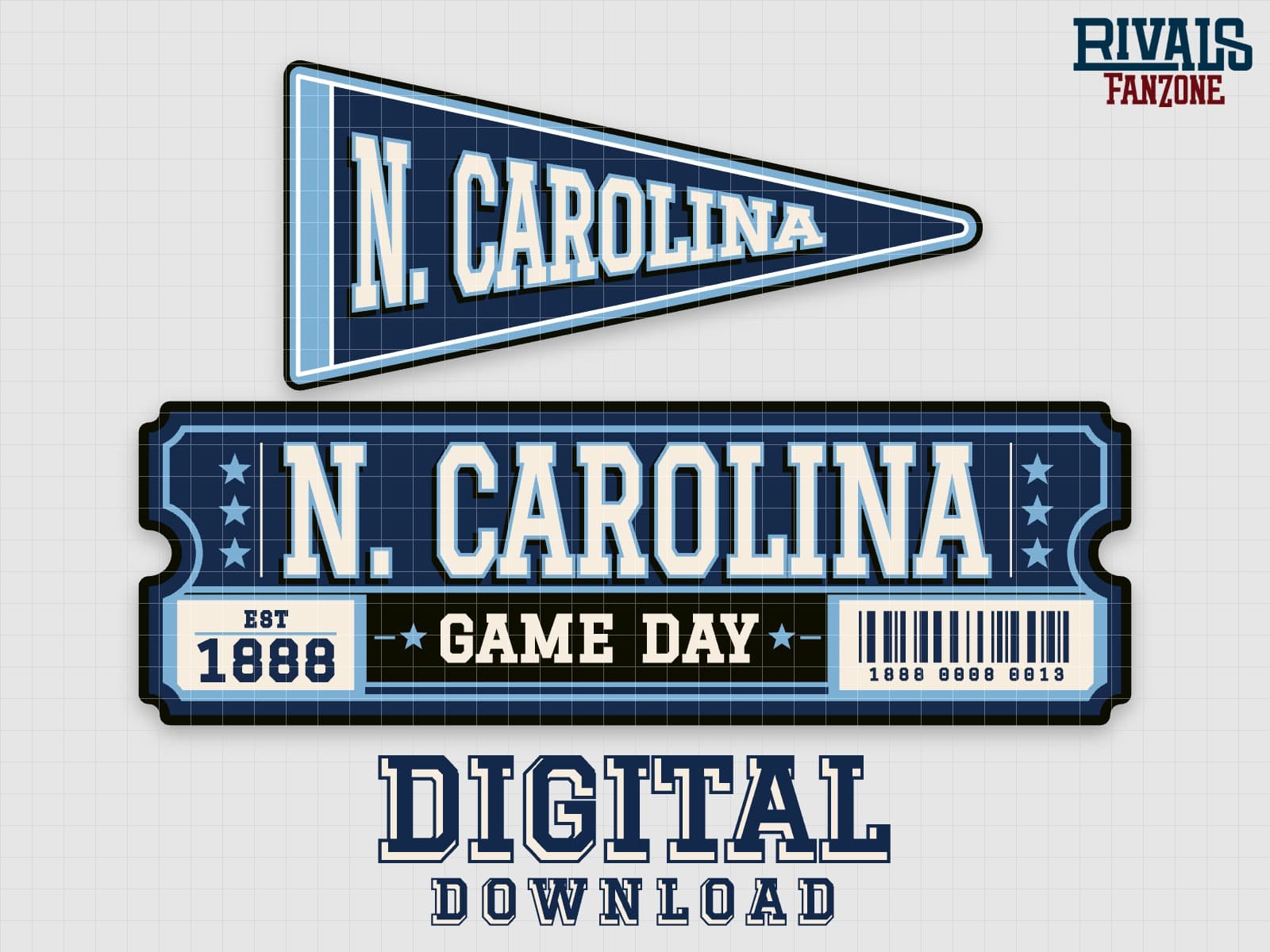 North Carolina Pennant & Ticket SVG – Cricut Cut Files — preview 1