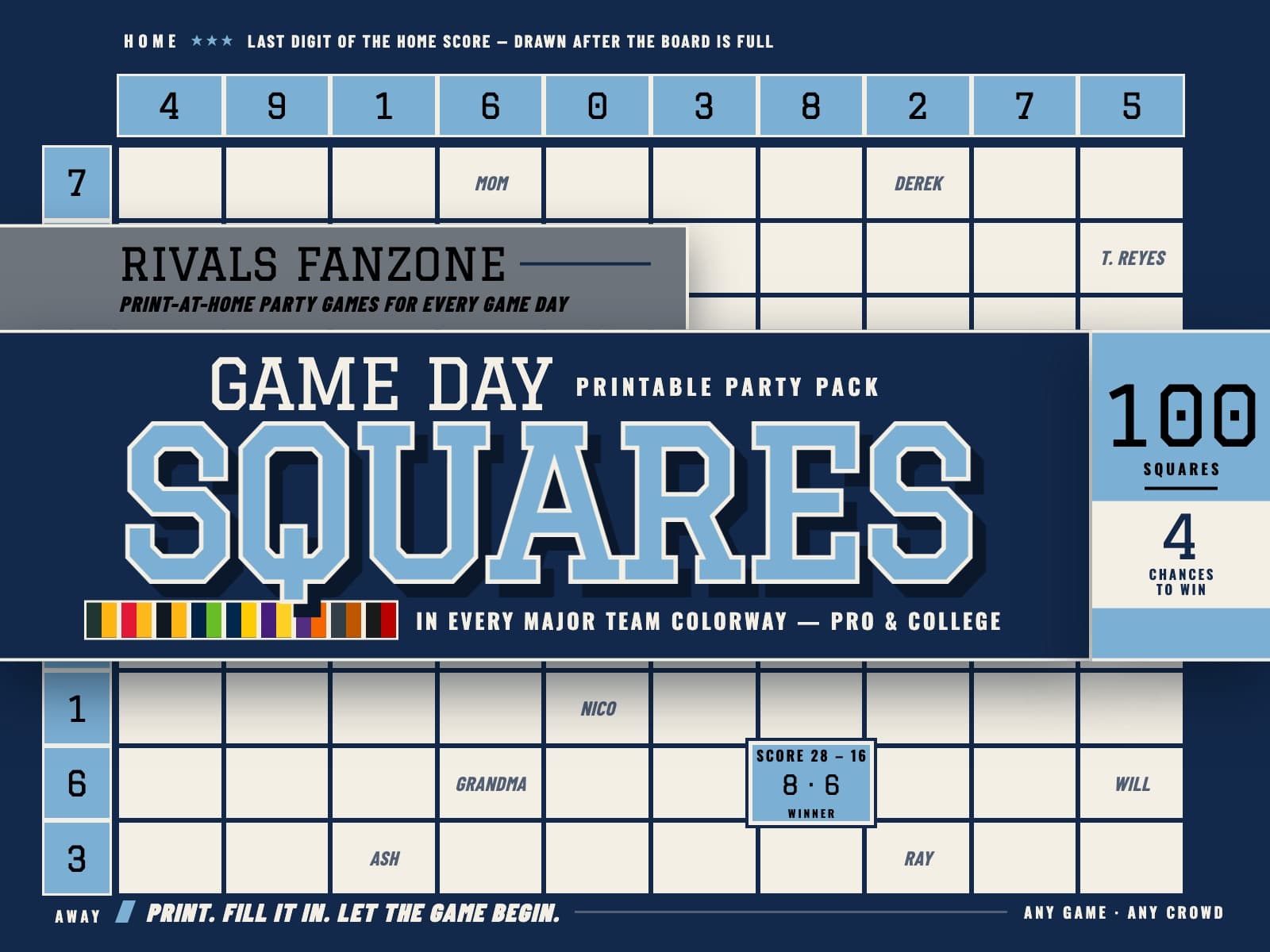 North Carolina Football Squares — preview 1