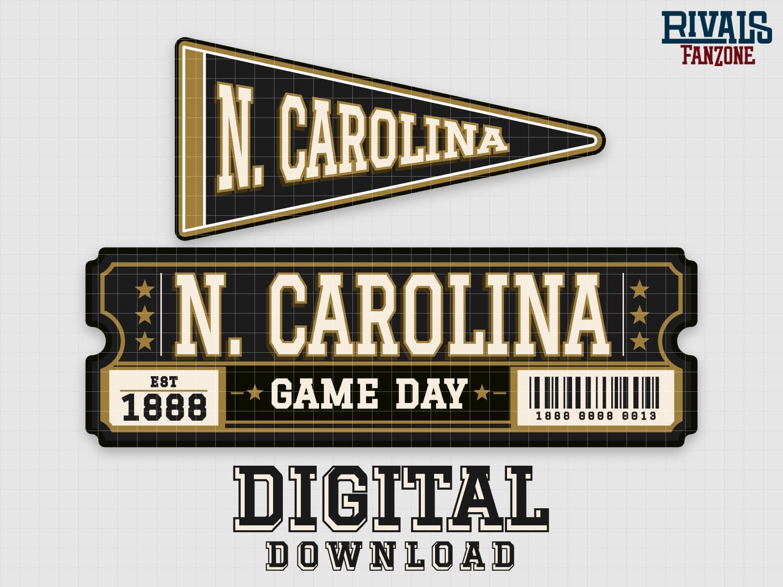 North Carolina Pennant & Ticket SVG – Cricut Cut Files — preview 1