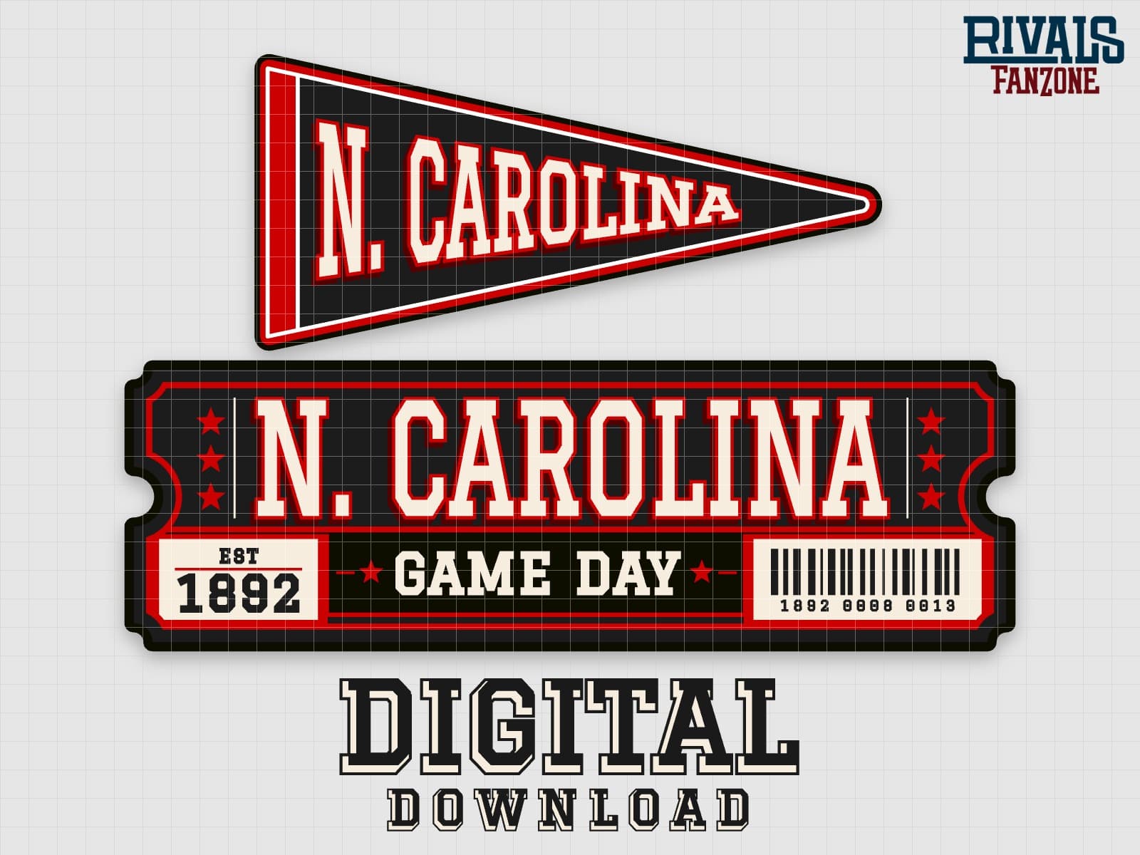 North Carolina Pennant & Ticket SVG – Cricut Cut Files — preview 1