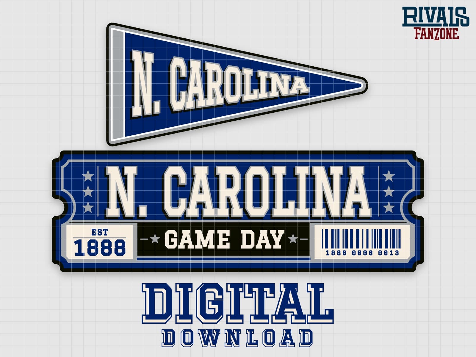 North Carolina Pennant & Ticket SVG – Cricut Cut Files — preview 1