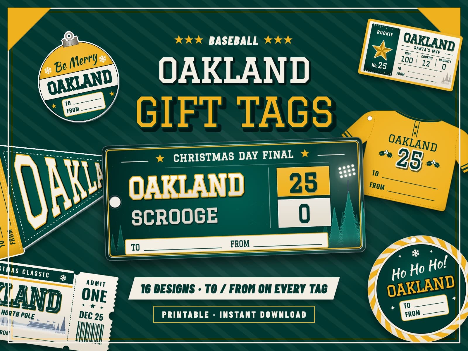 Oakland Baseball Game Day Gift Tags – 16 Printable Designs — preview 1