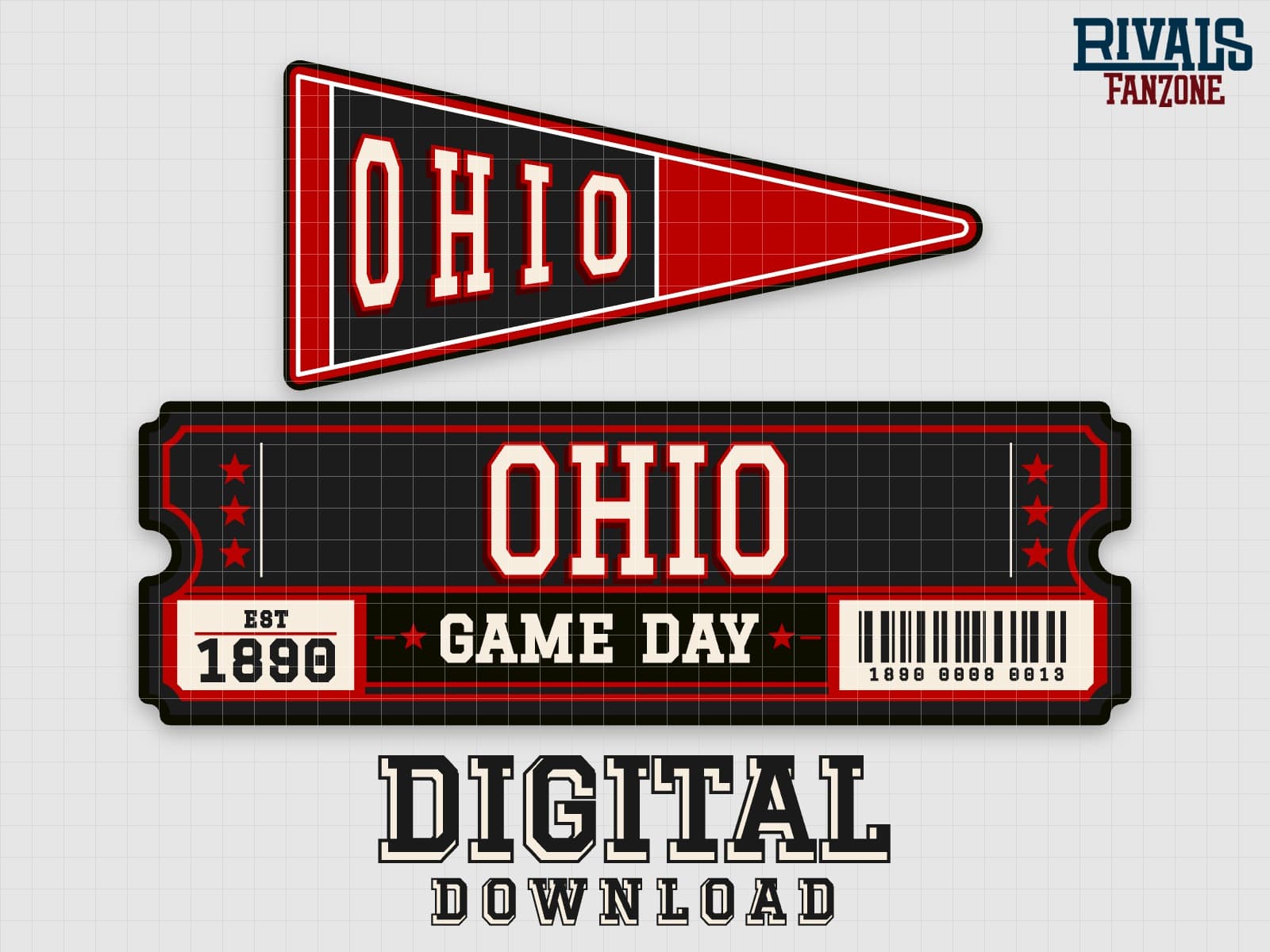 Ohio Pennant & Ticket SVG – Cricut Cut Files — preview 1