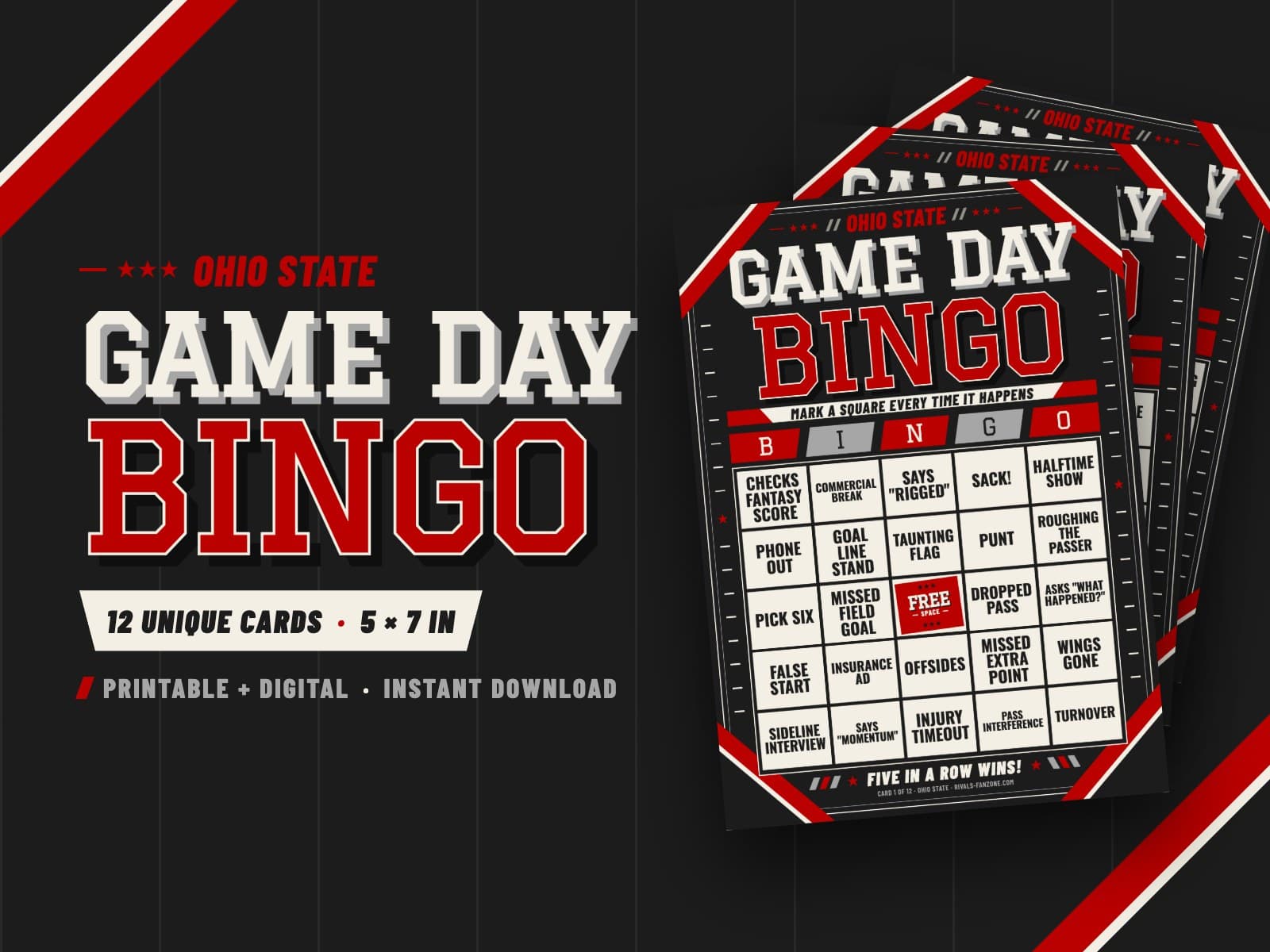 Ohio Game Day Bingo – 12 Card Pack — preview 1
