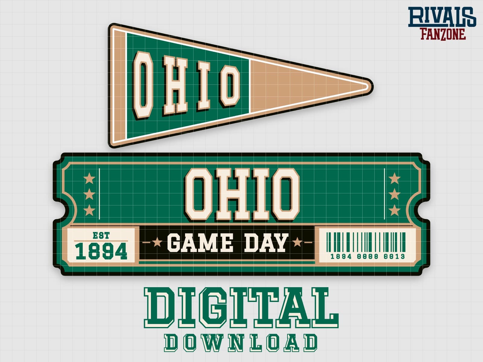 Ohio Pennant & Ticket SVG – Cricut Cut Files — preview 1