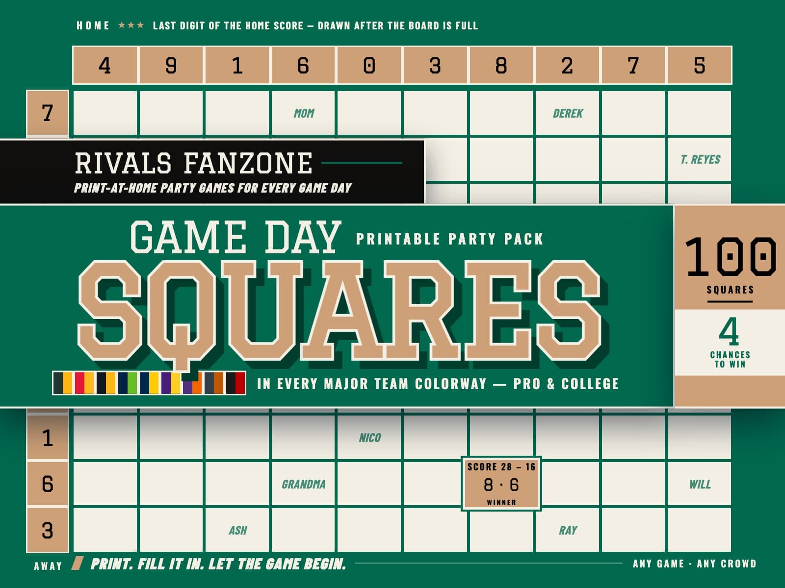Ohio Football Squares (Green) — preview 1