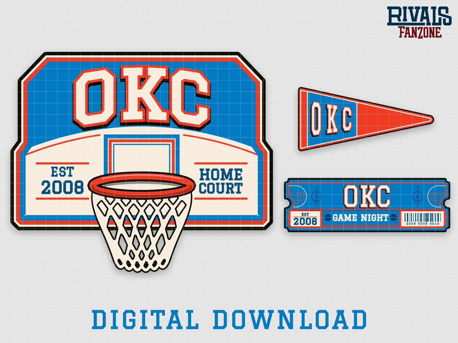 Oklahoma City Basketball Pennant, Ticket & Backboard Sign SVG – Cricut Cut Files — preview 1