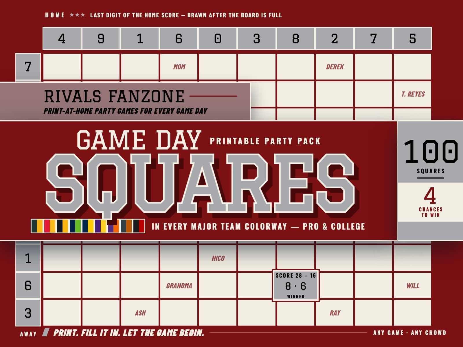 Oklahoma Football Squares — preview 1